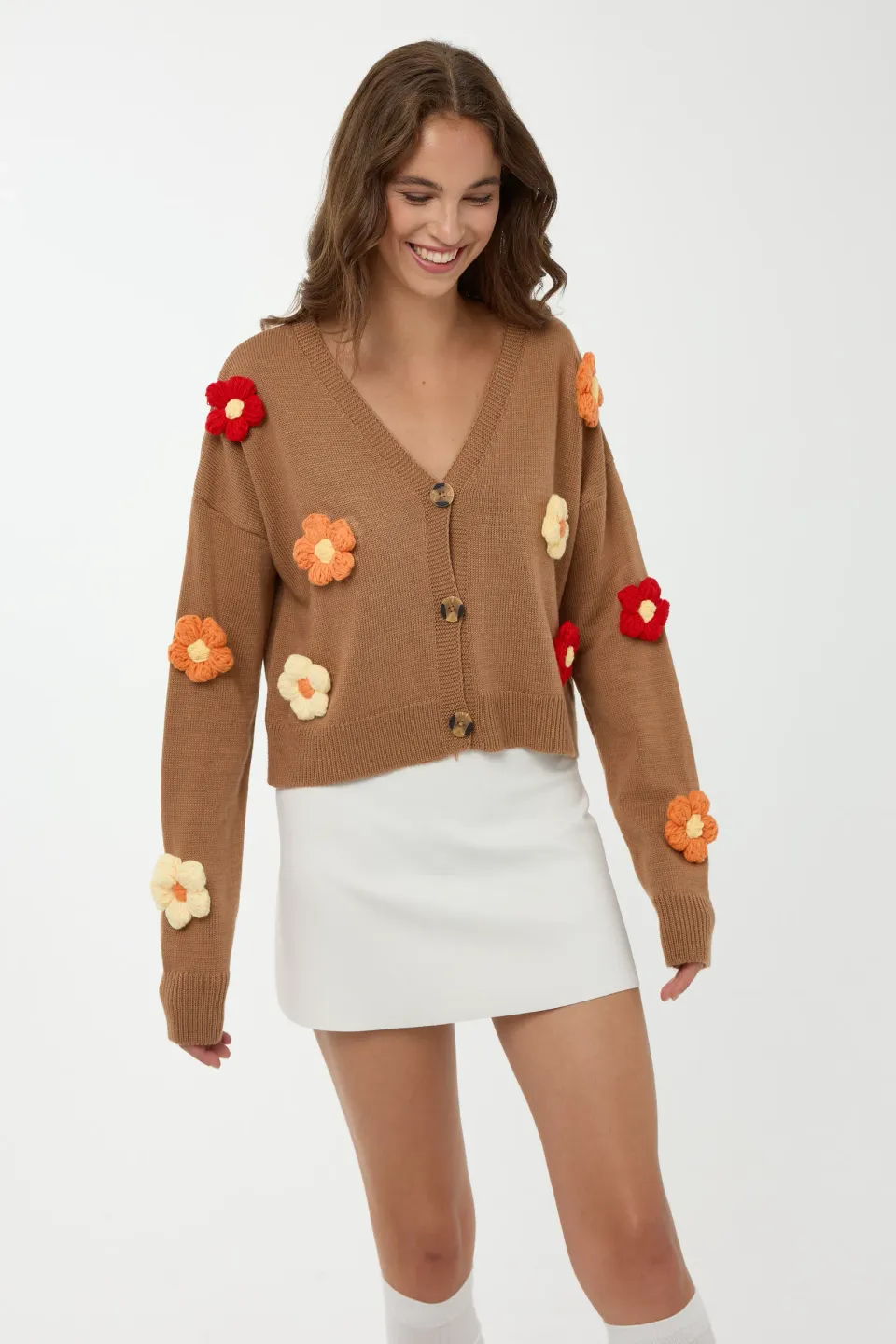 Floral V-Neck Relaxed Fit Cardigan 2