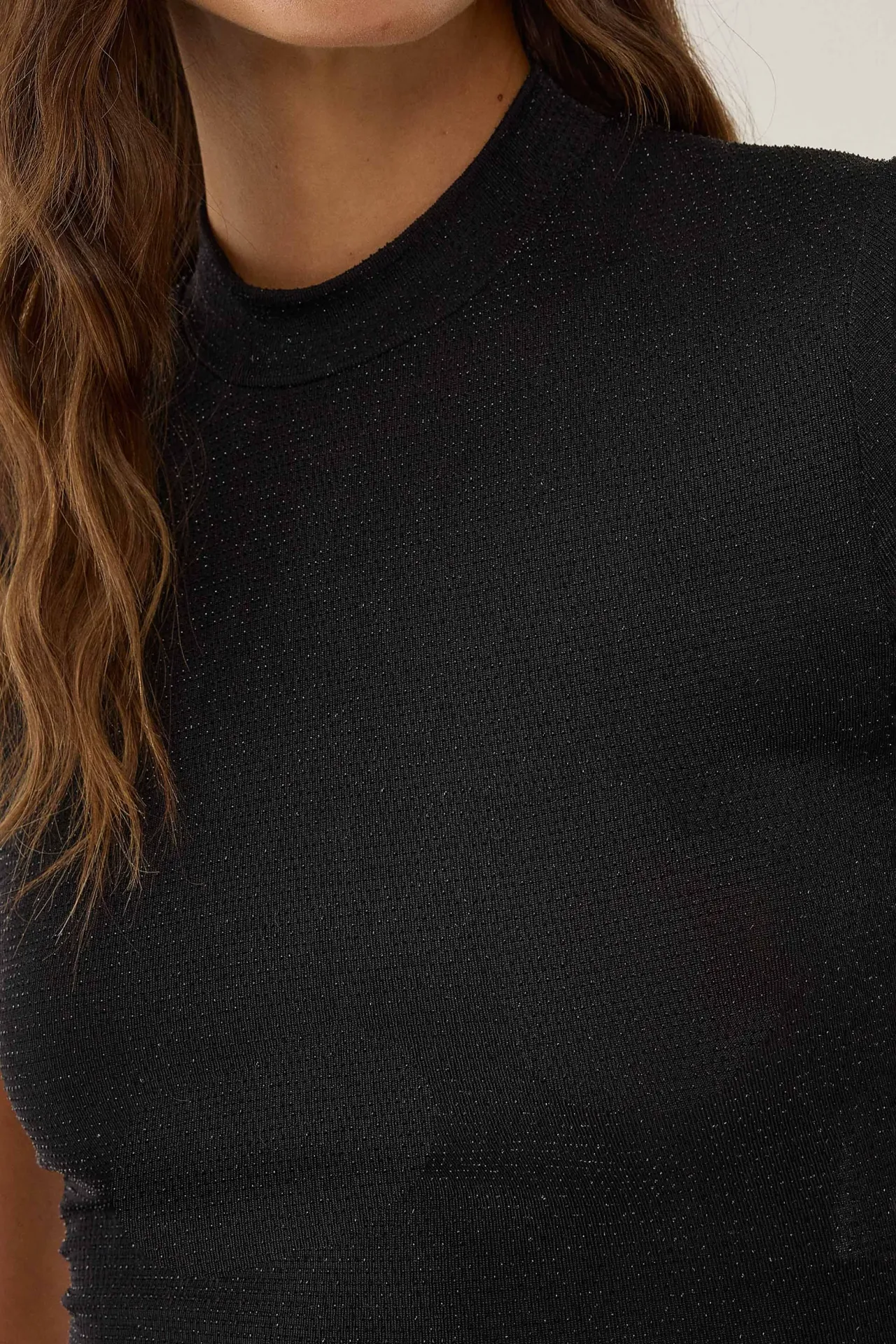 Fitted Half Turtleneck Knitted Crop Top