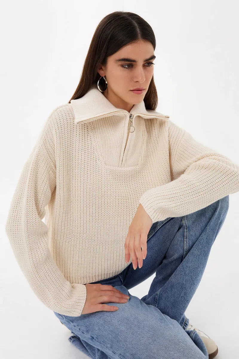 Zippered Regular-Fit Knit Sweater 4