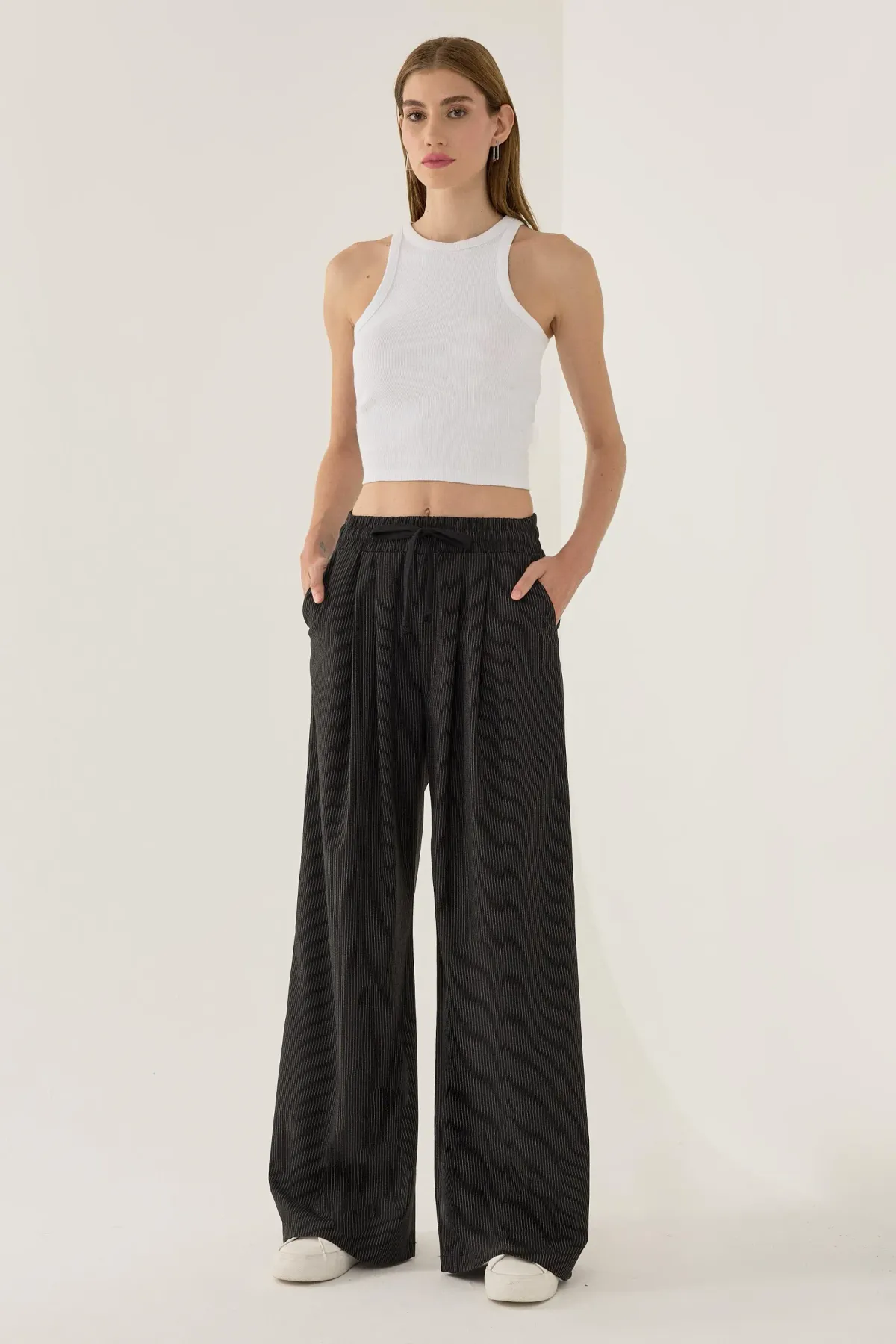 Wide Leg Elastic Waist Pants 1
