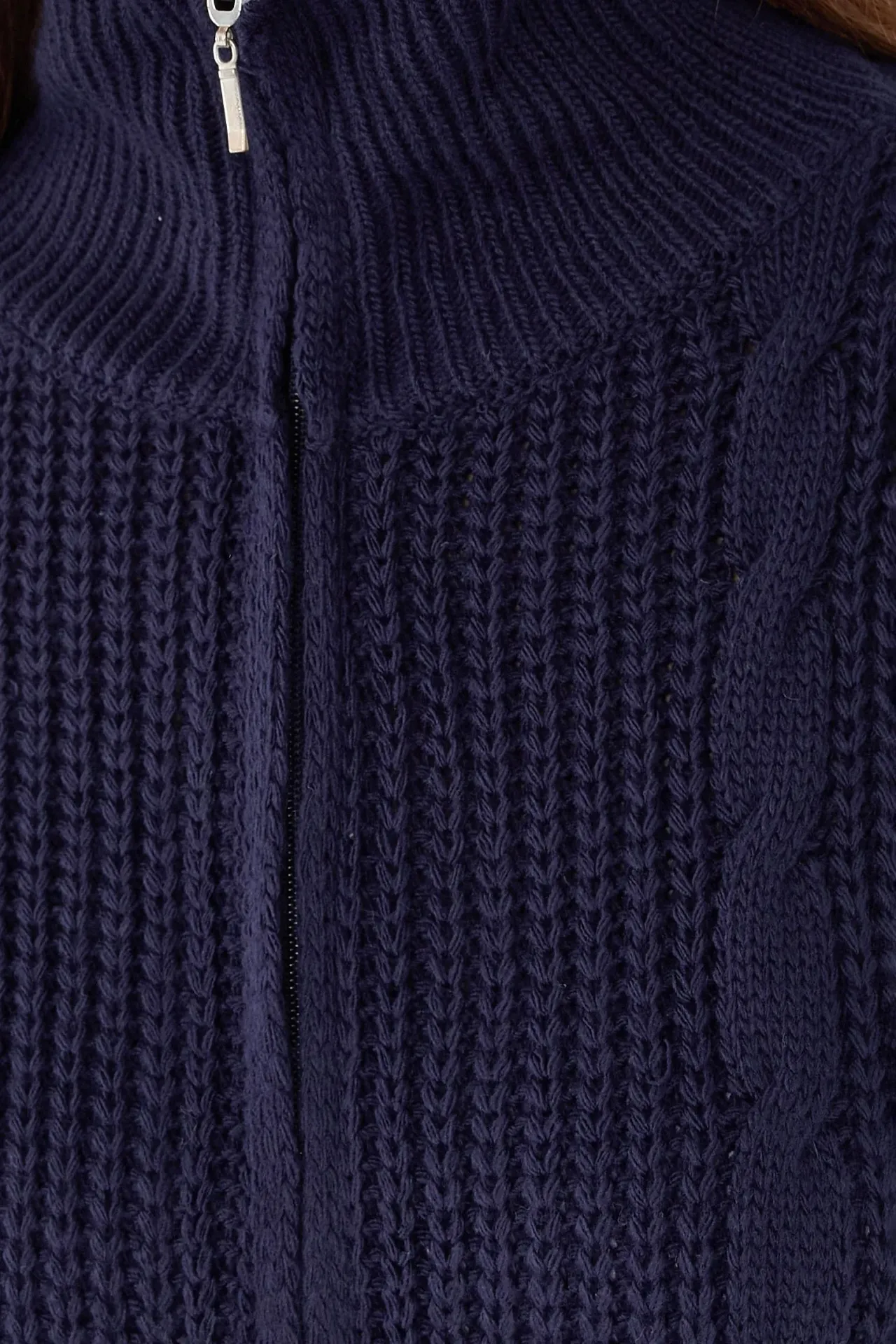 Oversized Knit Cardigan with Zipper