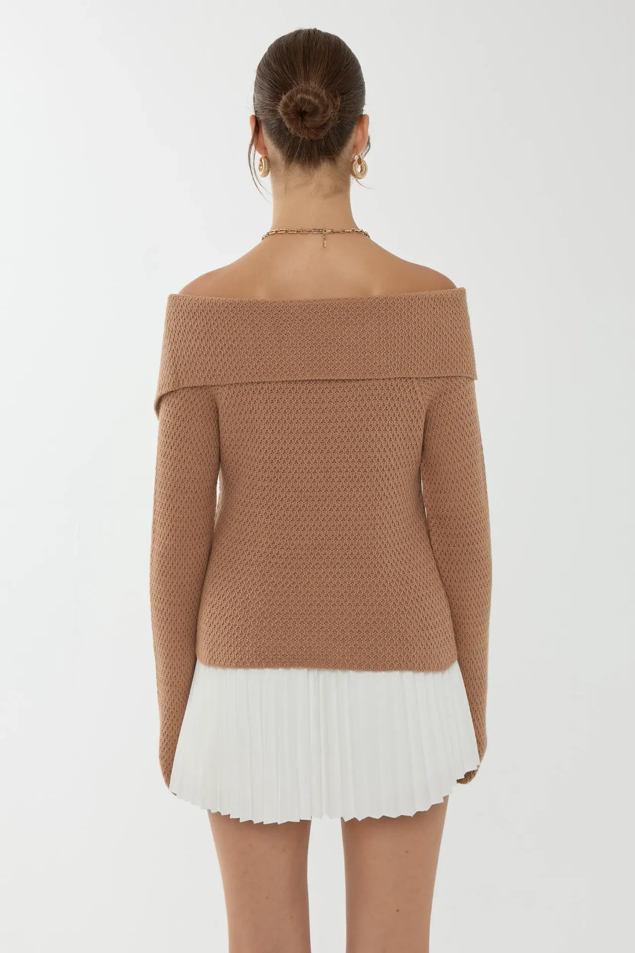 Off Shoulder Button Detail Sweater