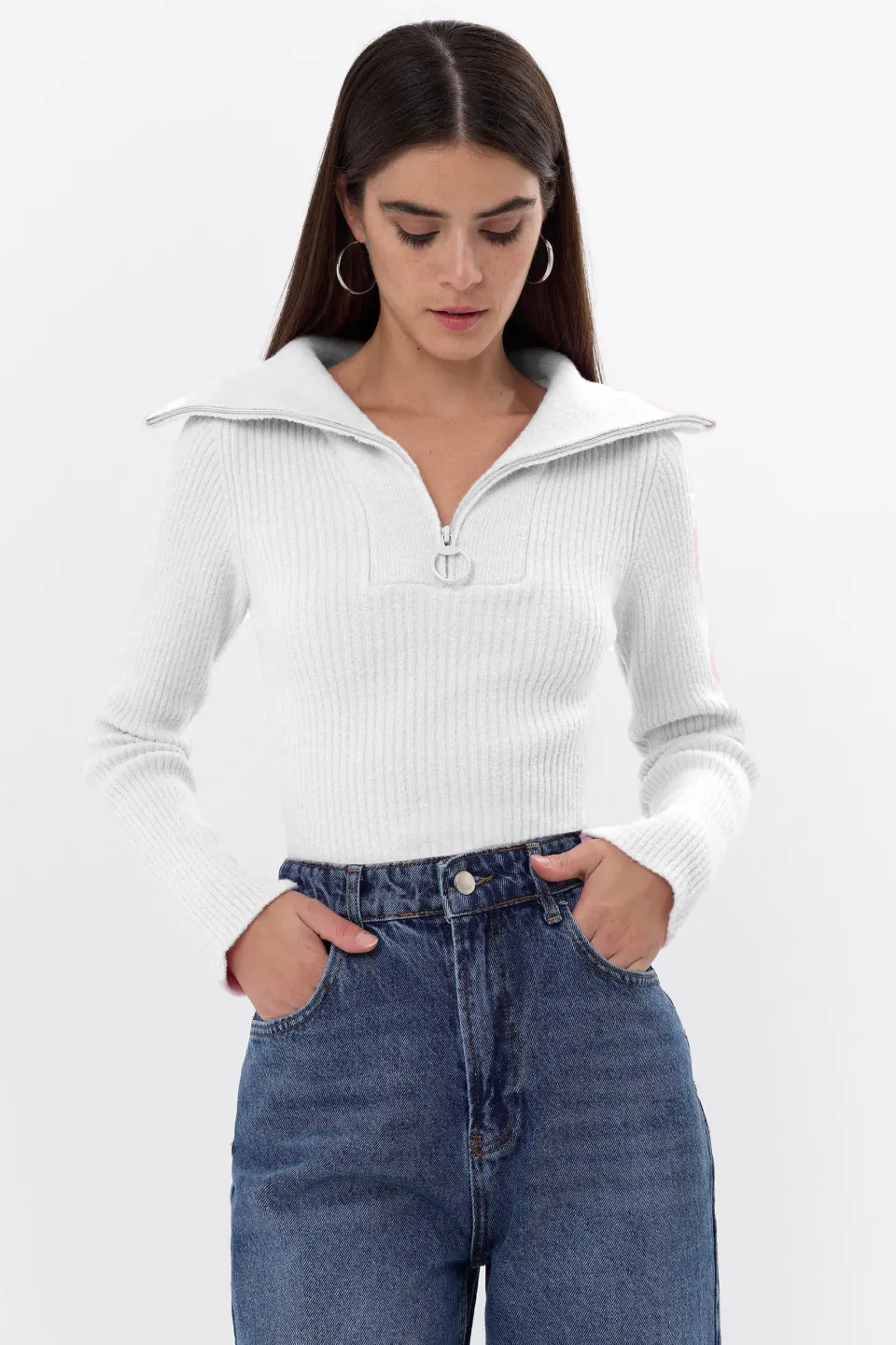 Zippered Knitted Sweater