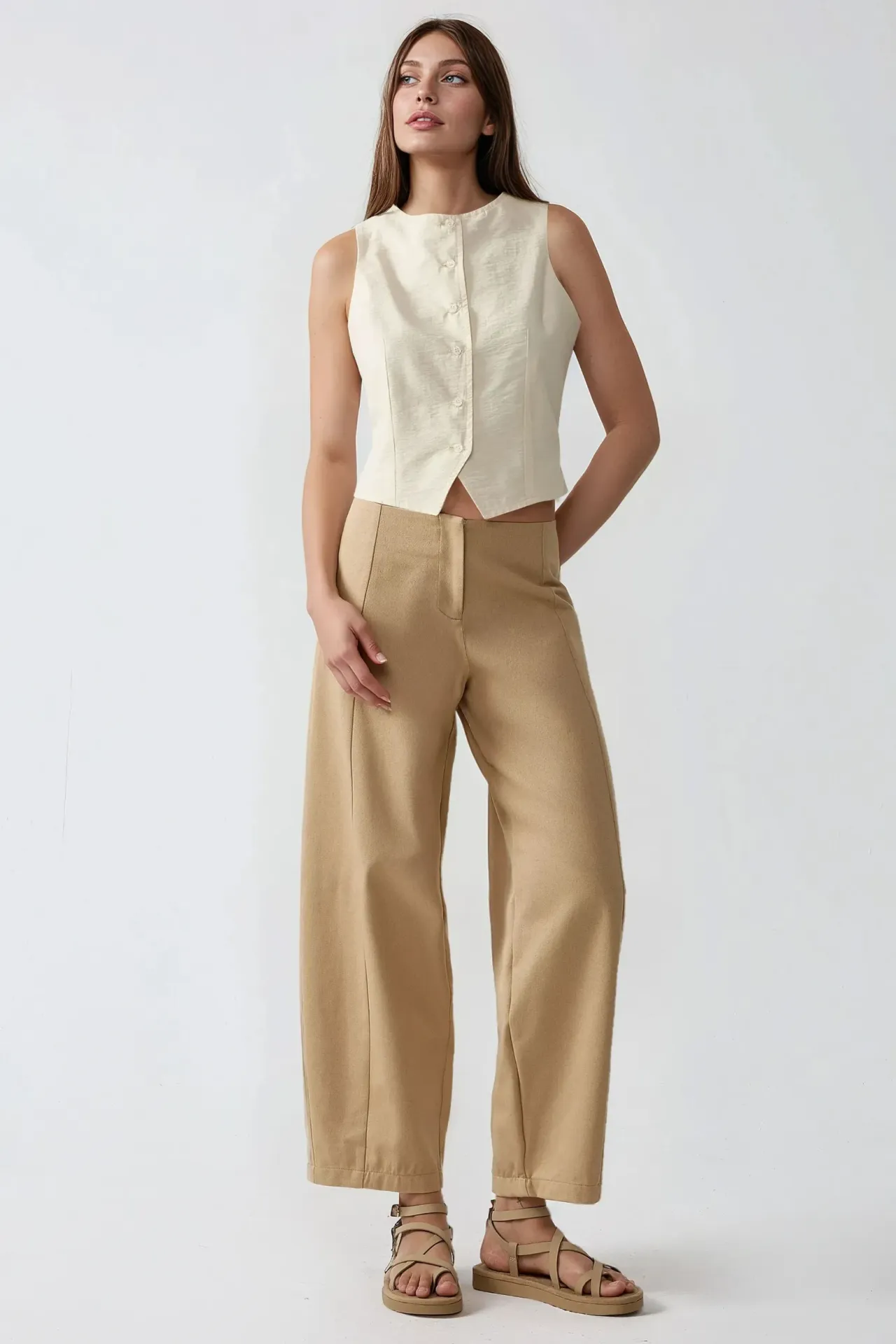High Waist Balloon Pants with Turnup
