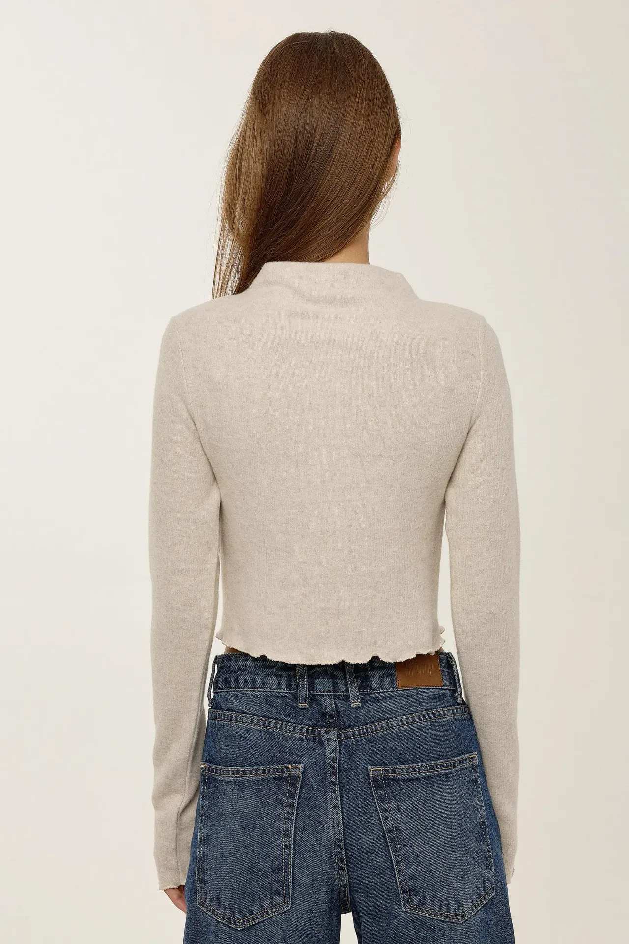 Textured Half Turtleneck Blouse