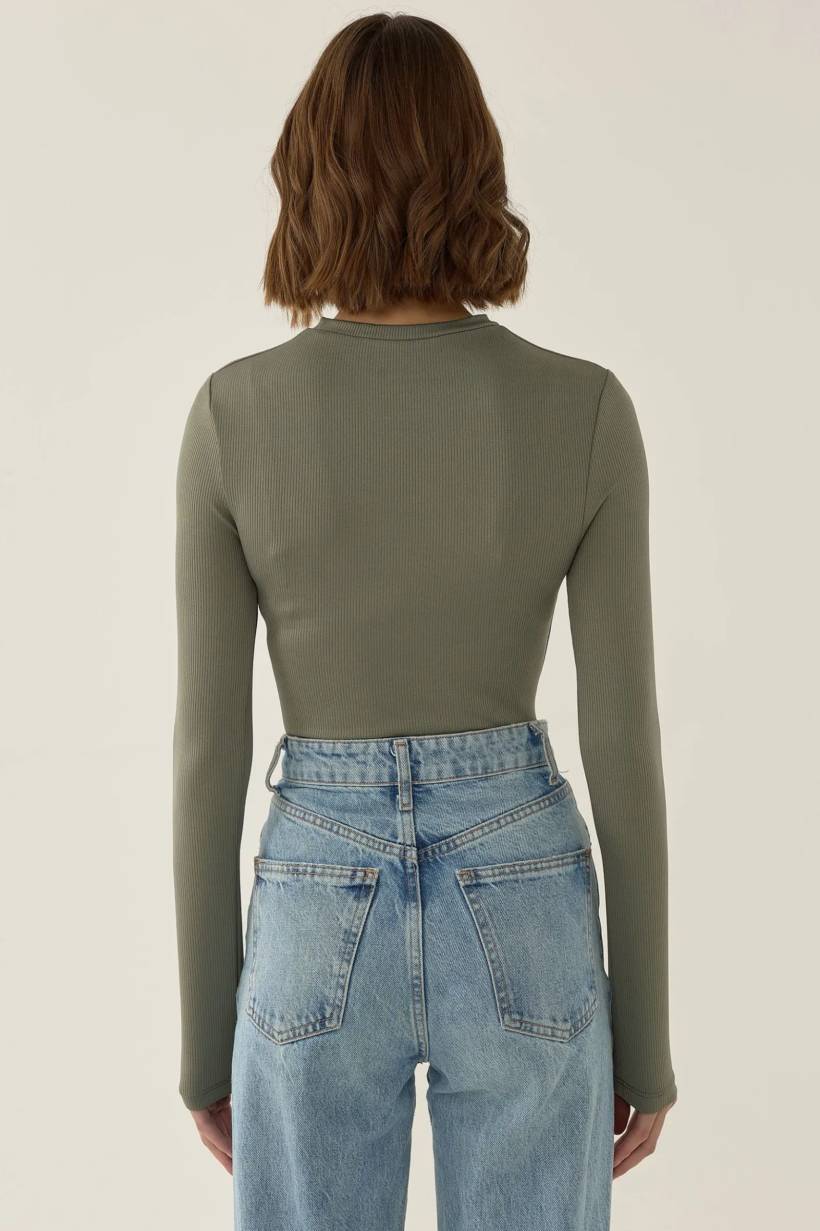 Slim Fit Long Sleeve Crew Neck Bodysuit 6