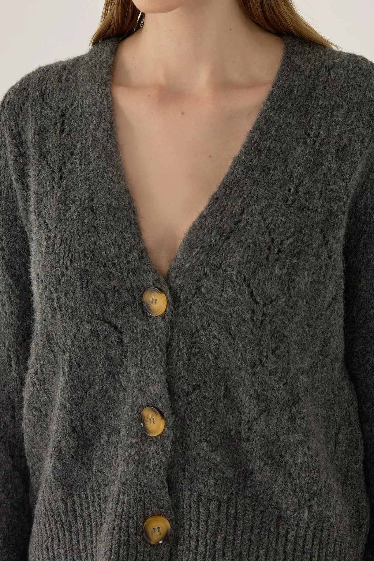 V-Neck Relaxed Fit Knit Cardigan