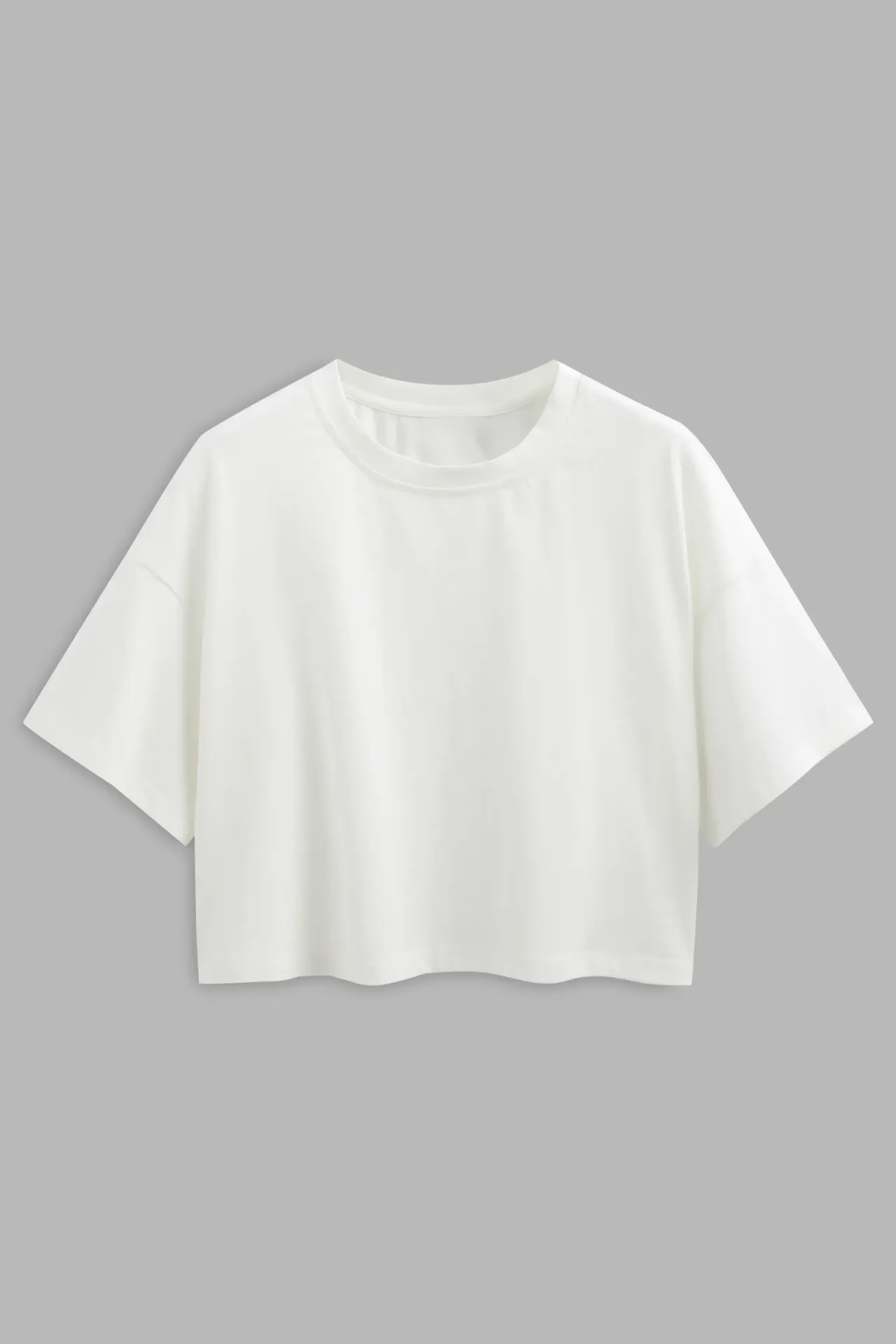 Basic Crew Neck Crop T-Shirt