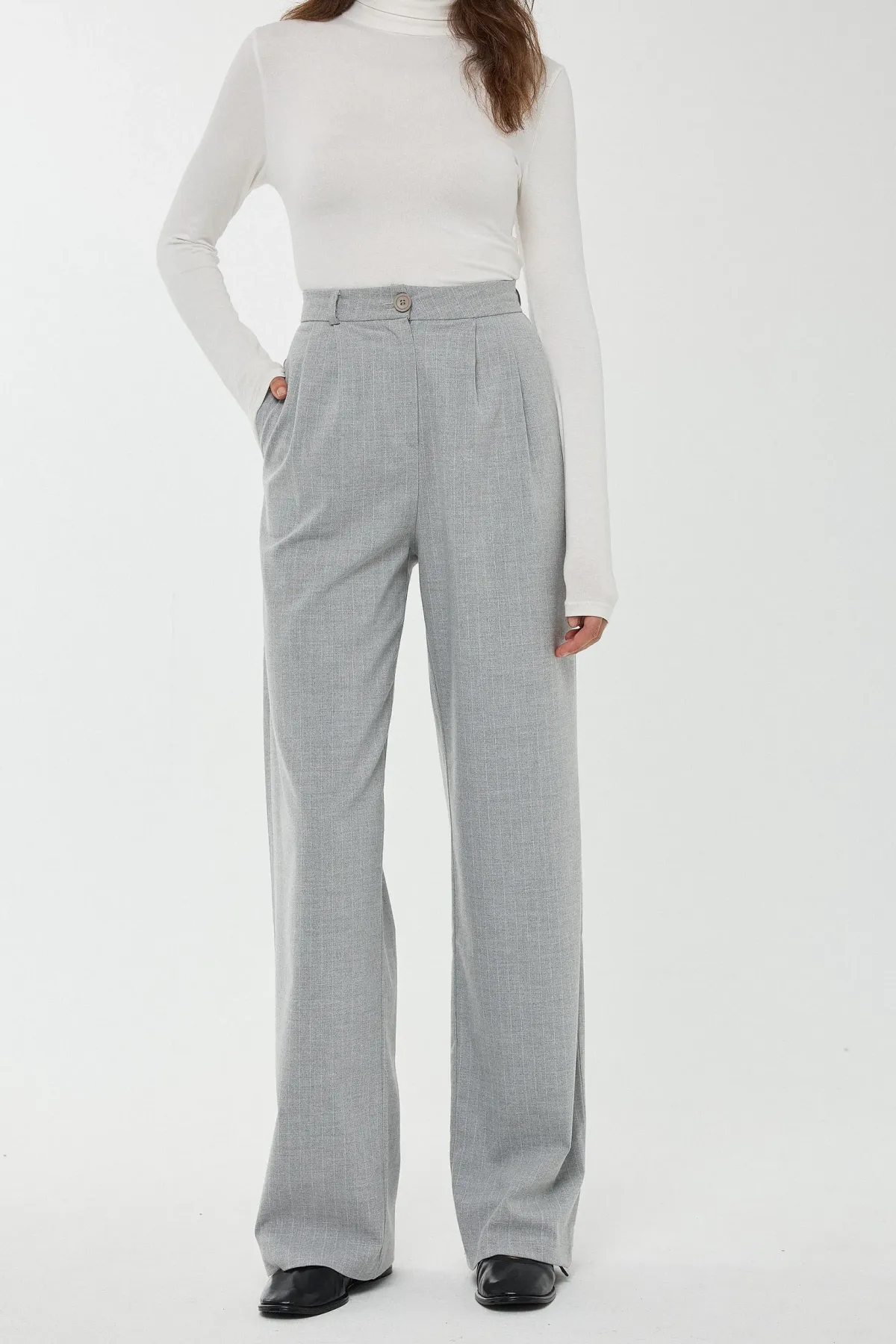 High Waist Striped Straight Leg Pants 2