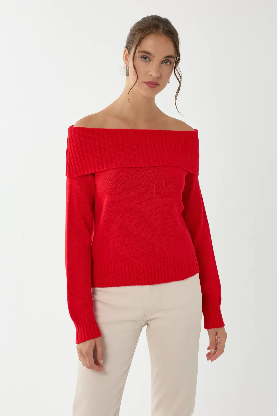 Off Shoulder Knit Sweater