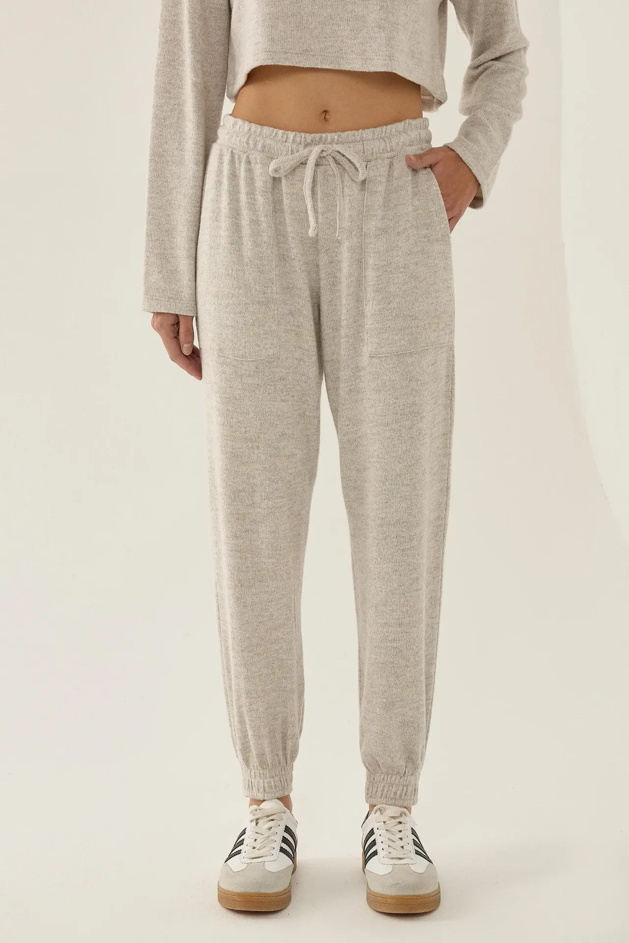 Elastic Waist Knitted Sweatpants