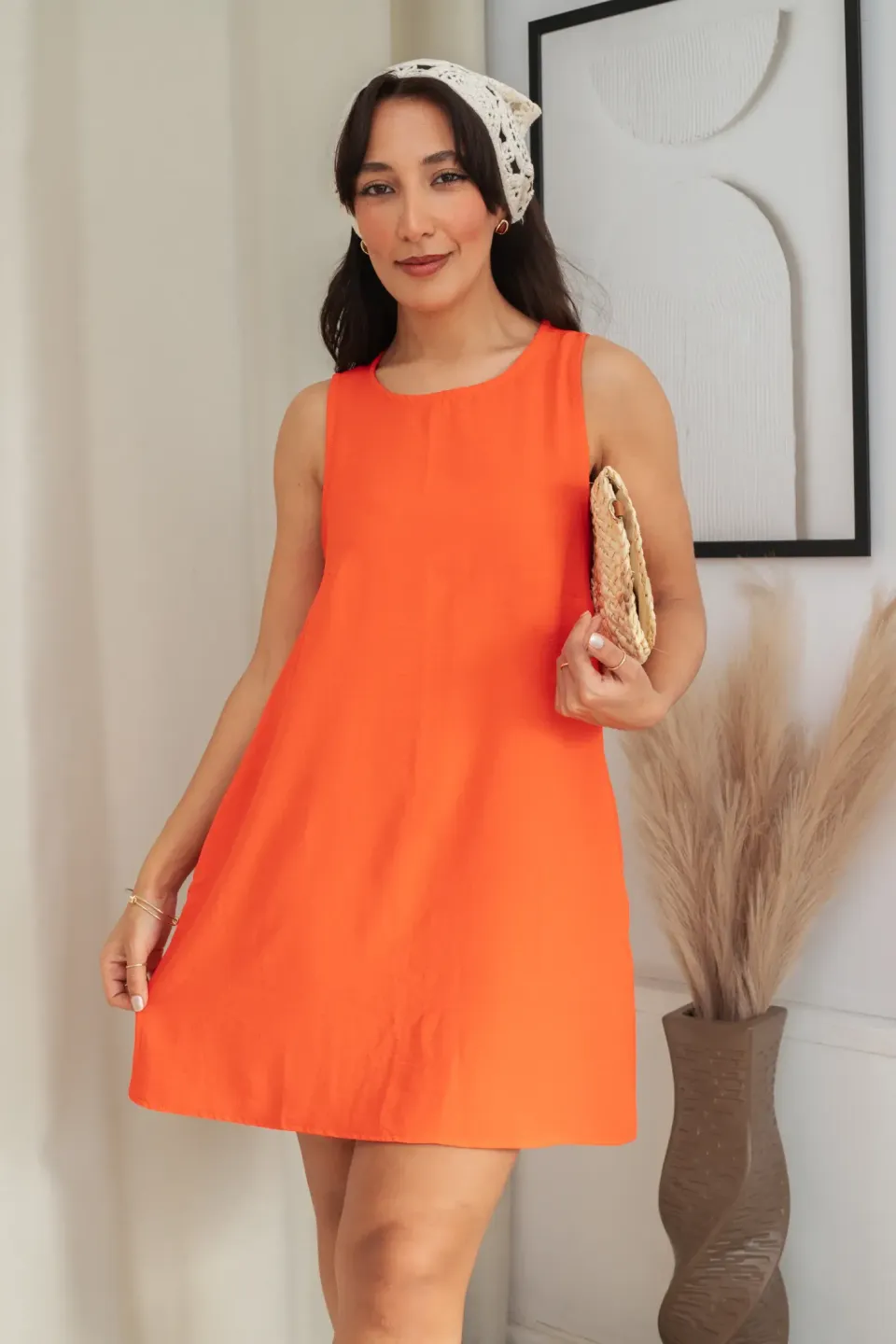  Crew Neck A-Form Fit Mini Dress