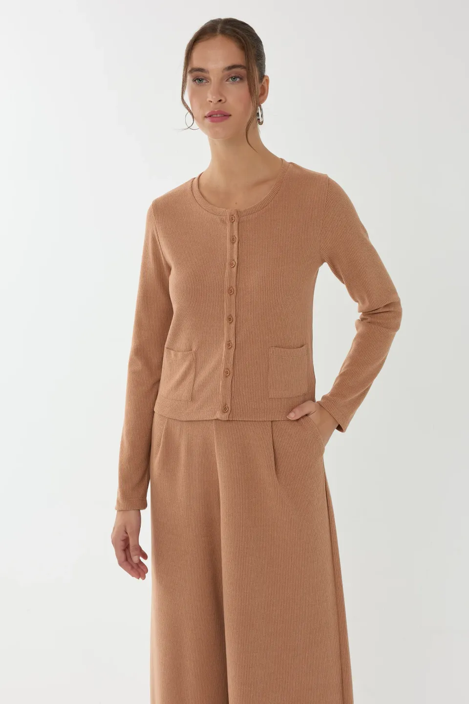Button-Front Knit Cardigan