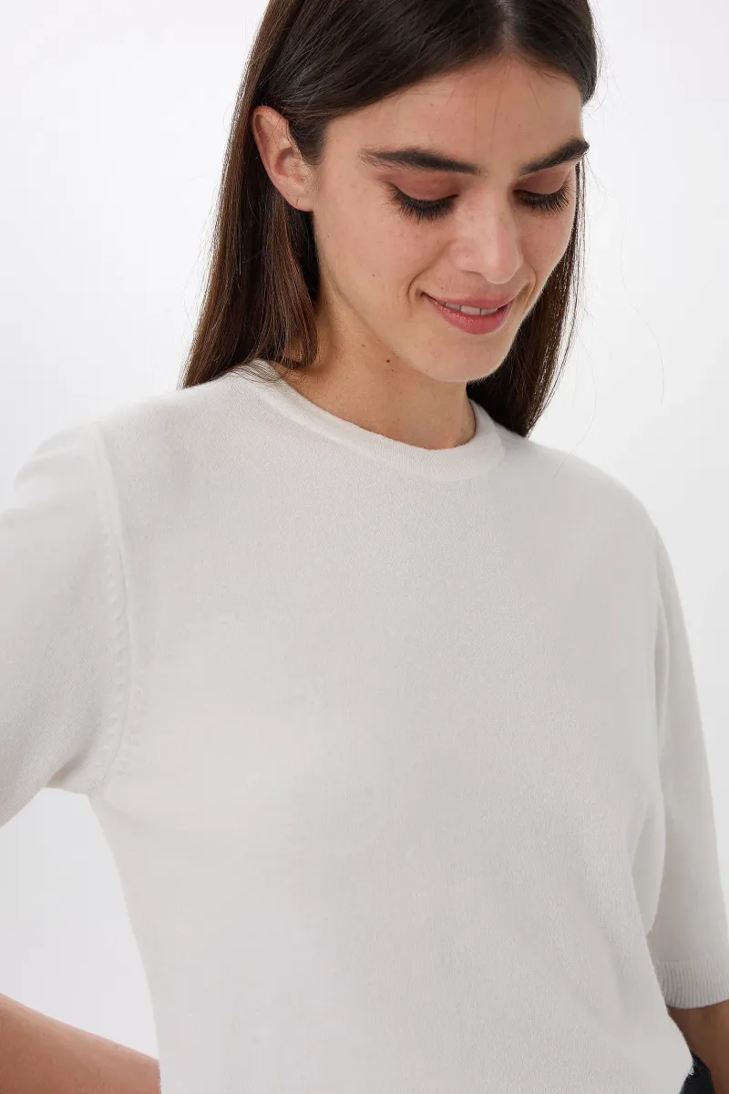 Short Sleeve Basic Knitted Sweater 5