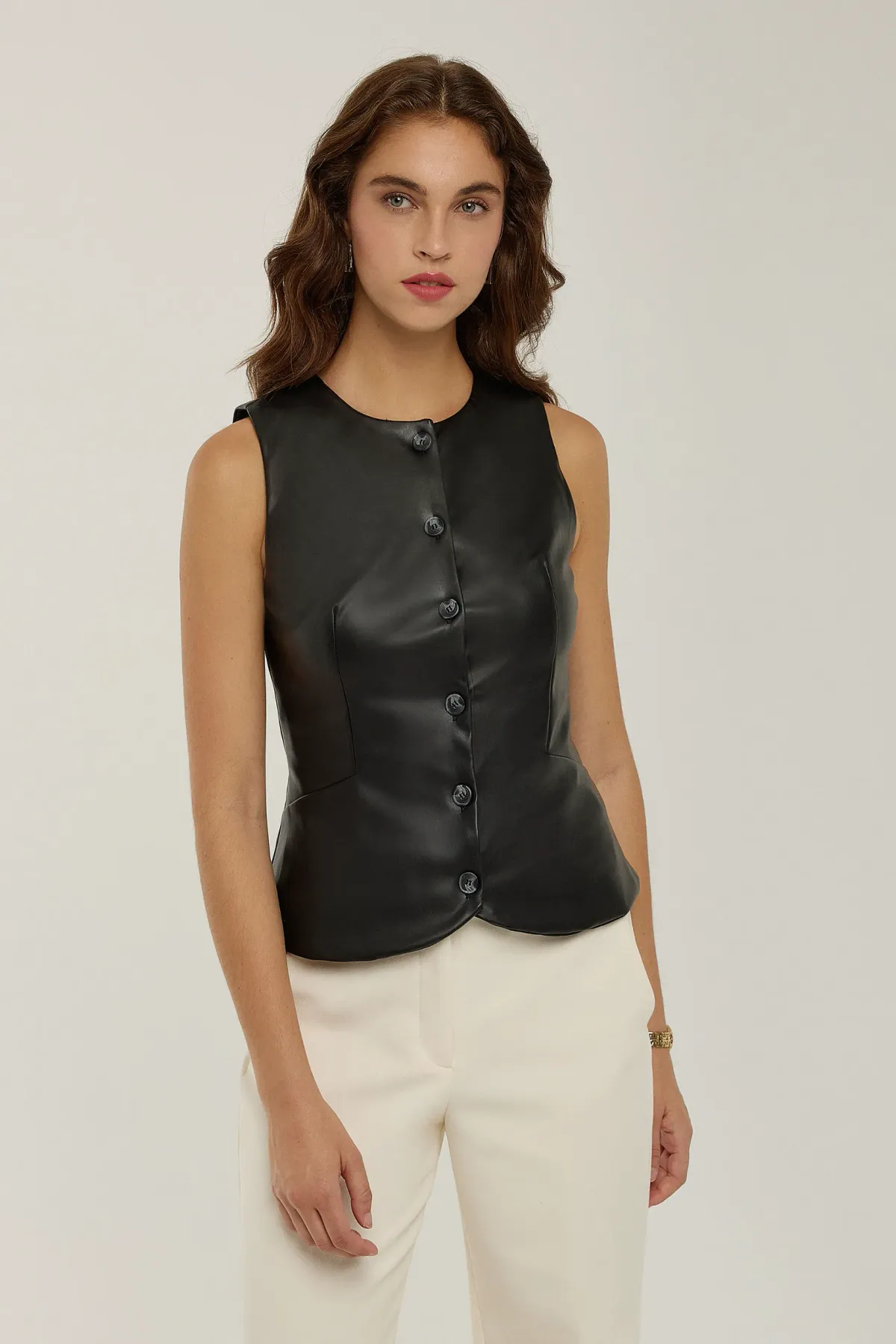 Faux Leather Waistcoat 3