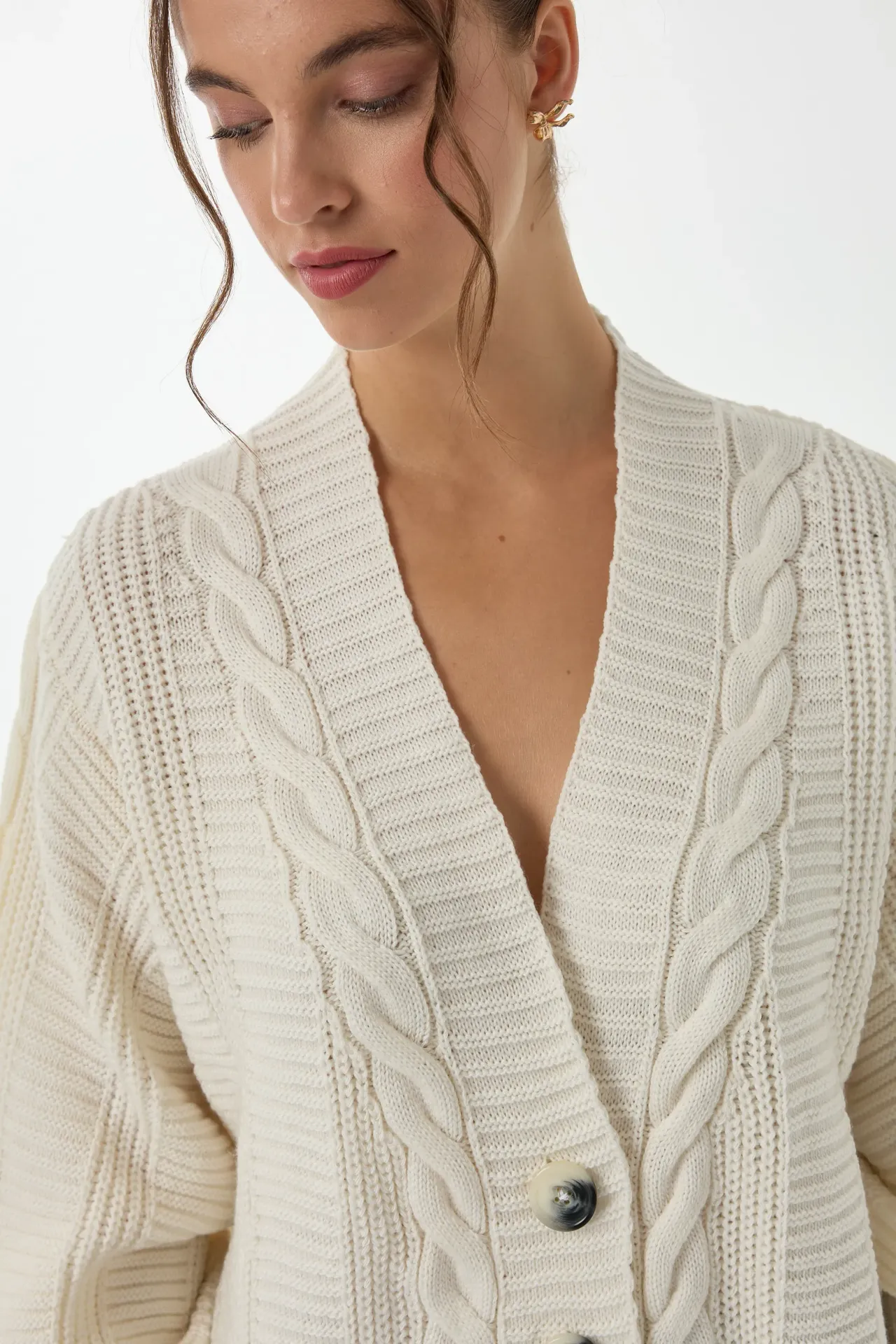 V-Neck Buttoned Cardigan