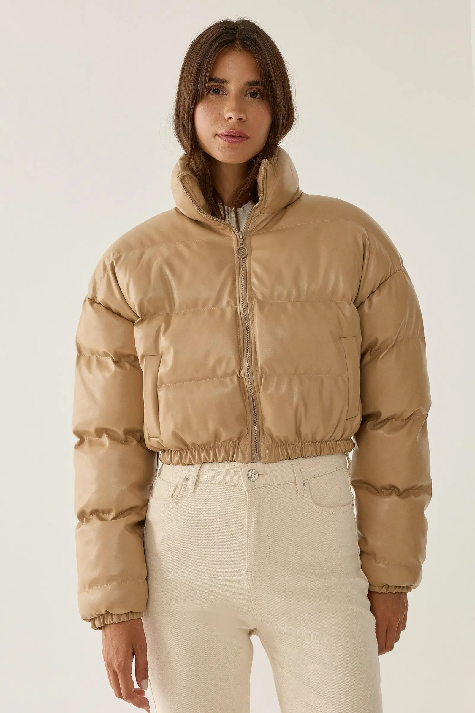 Faux Leather Puff Coat 4