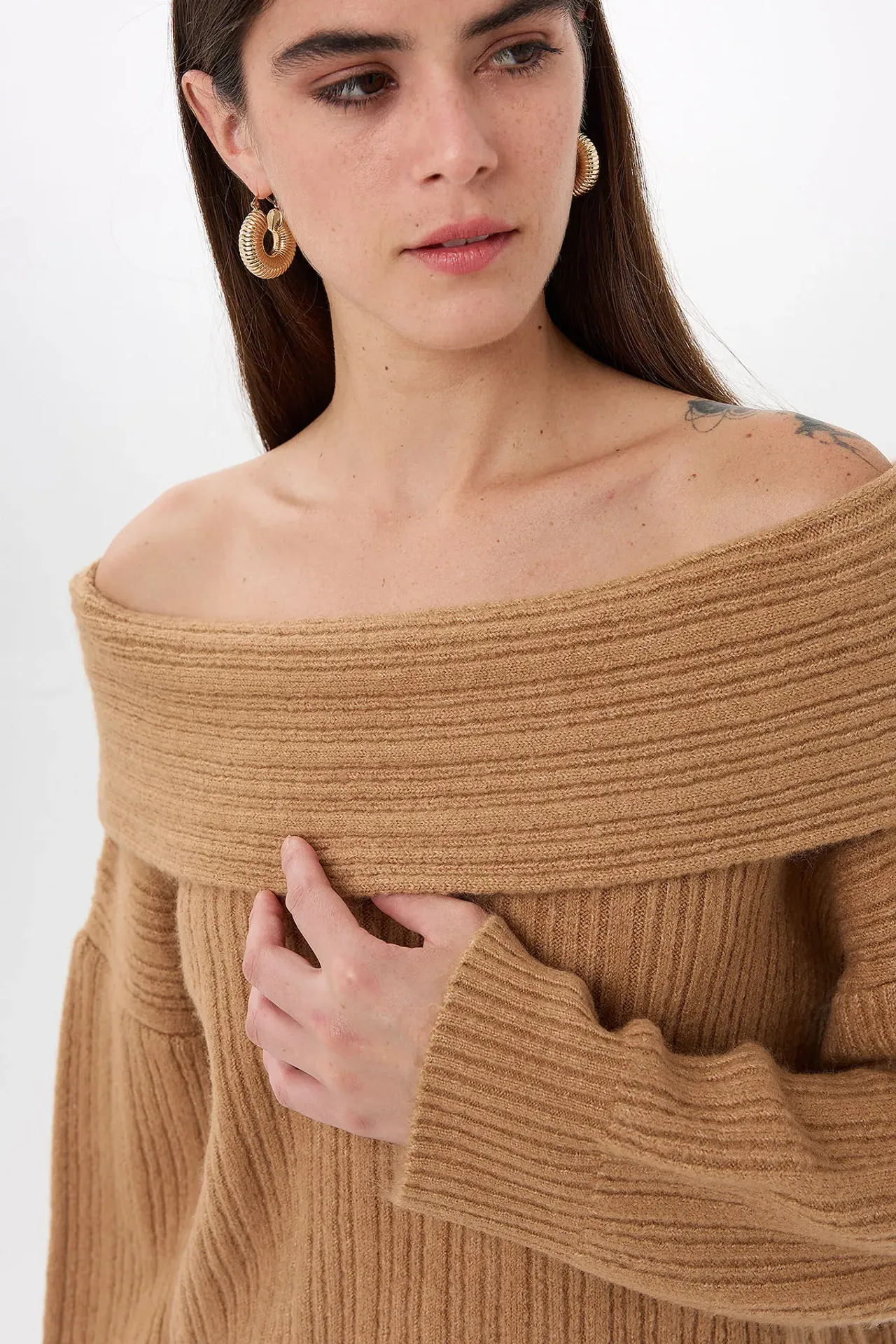 Off-Shoulder Knitted Sweater
