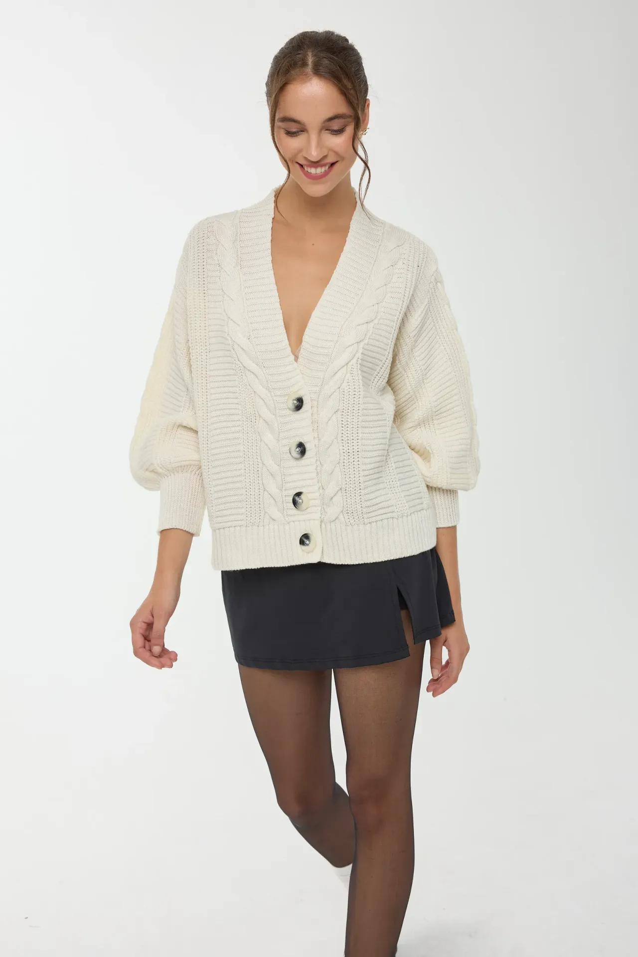 V-Neck Buttoned Cardigan