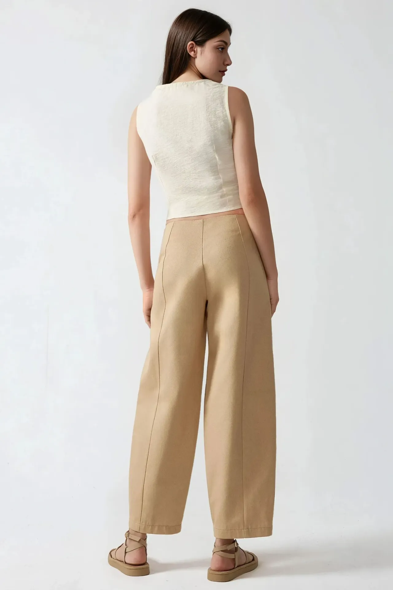 High Waist Balloon Pants with Turnup
