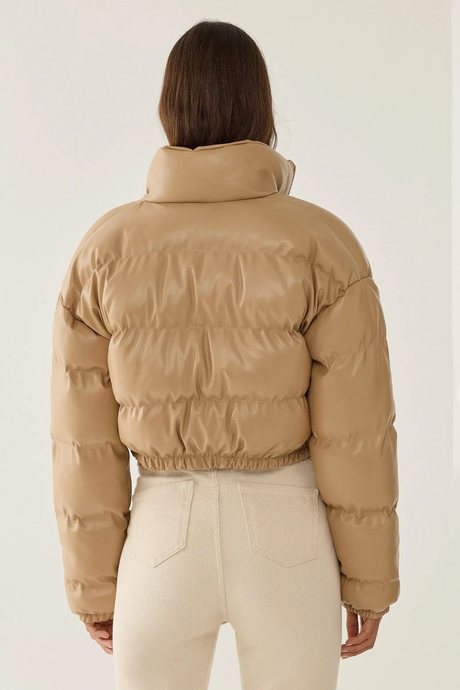 Faux Leather Puff Coat 5