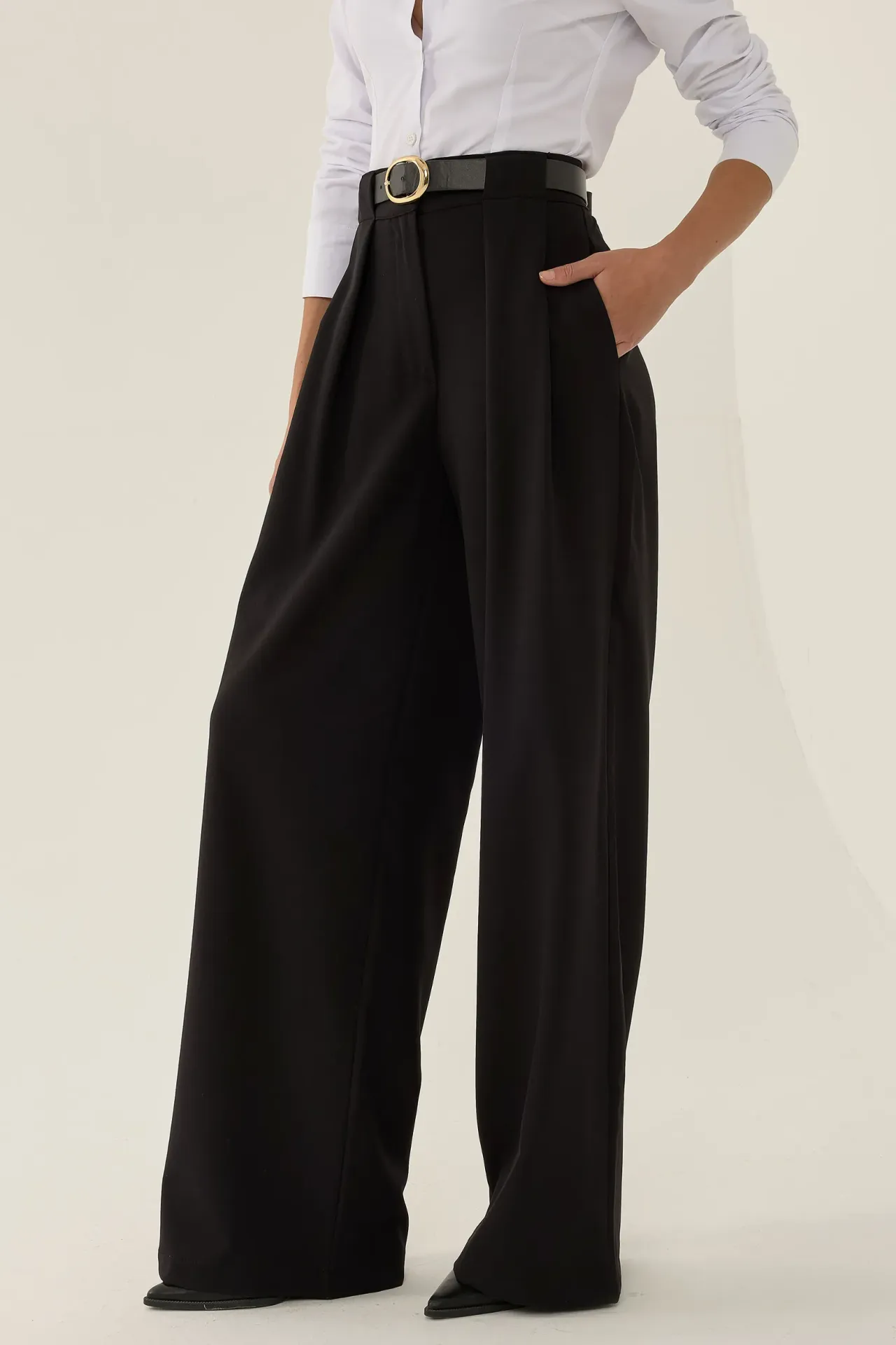 High Waist Pleated Wide Leg Pants