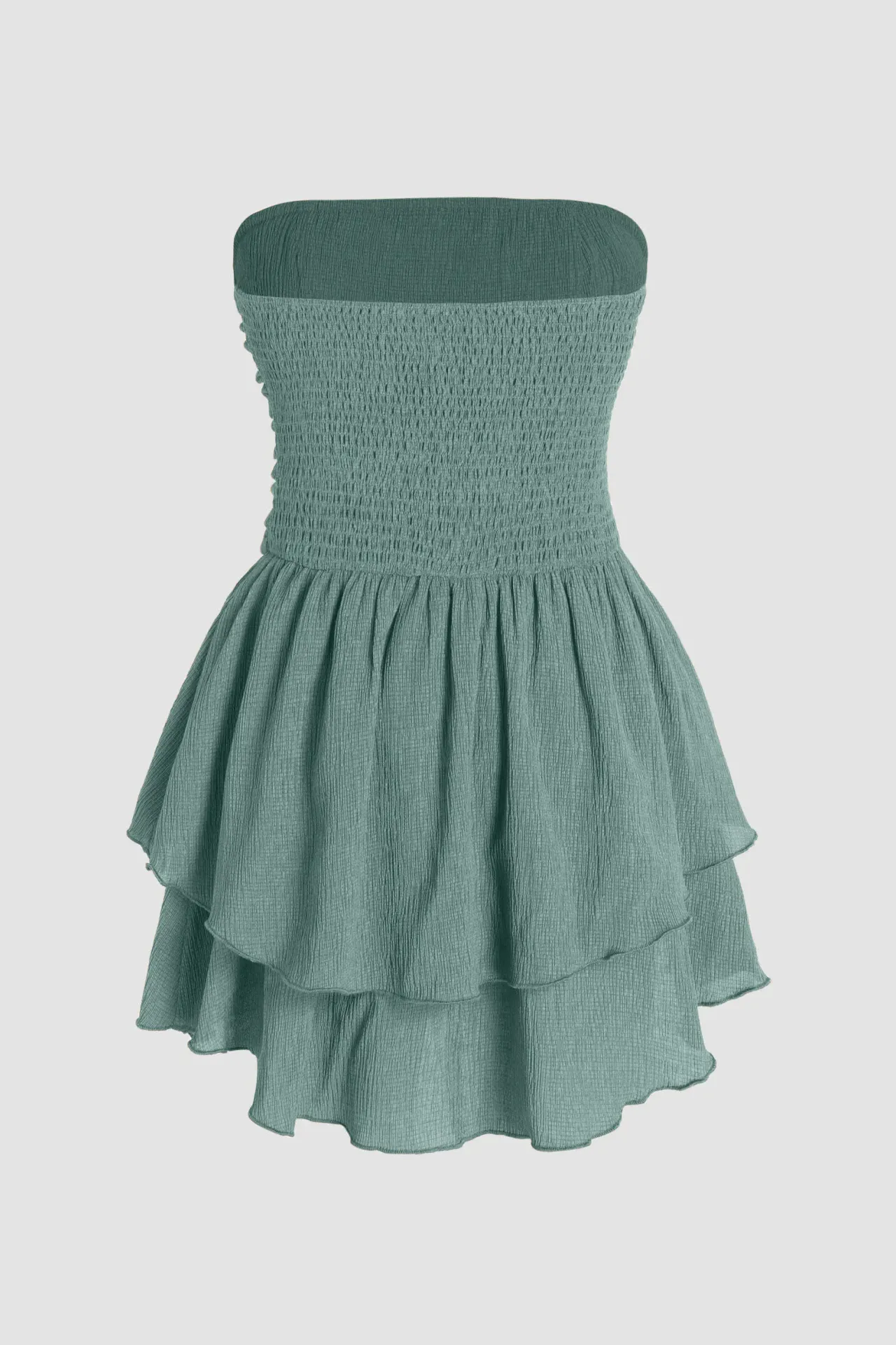 Strapless Textured Ruffle Mini Dress