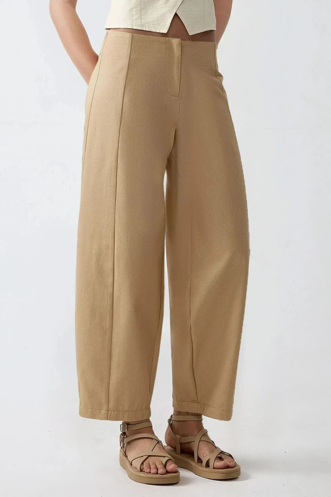 High Waist Balloon Pants with Turnup