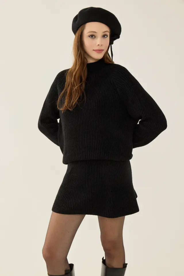 Textured Turtleneck Knit Co-Ord Set