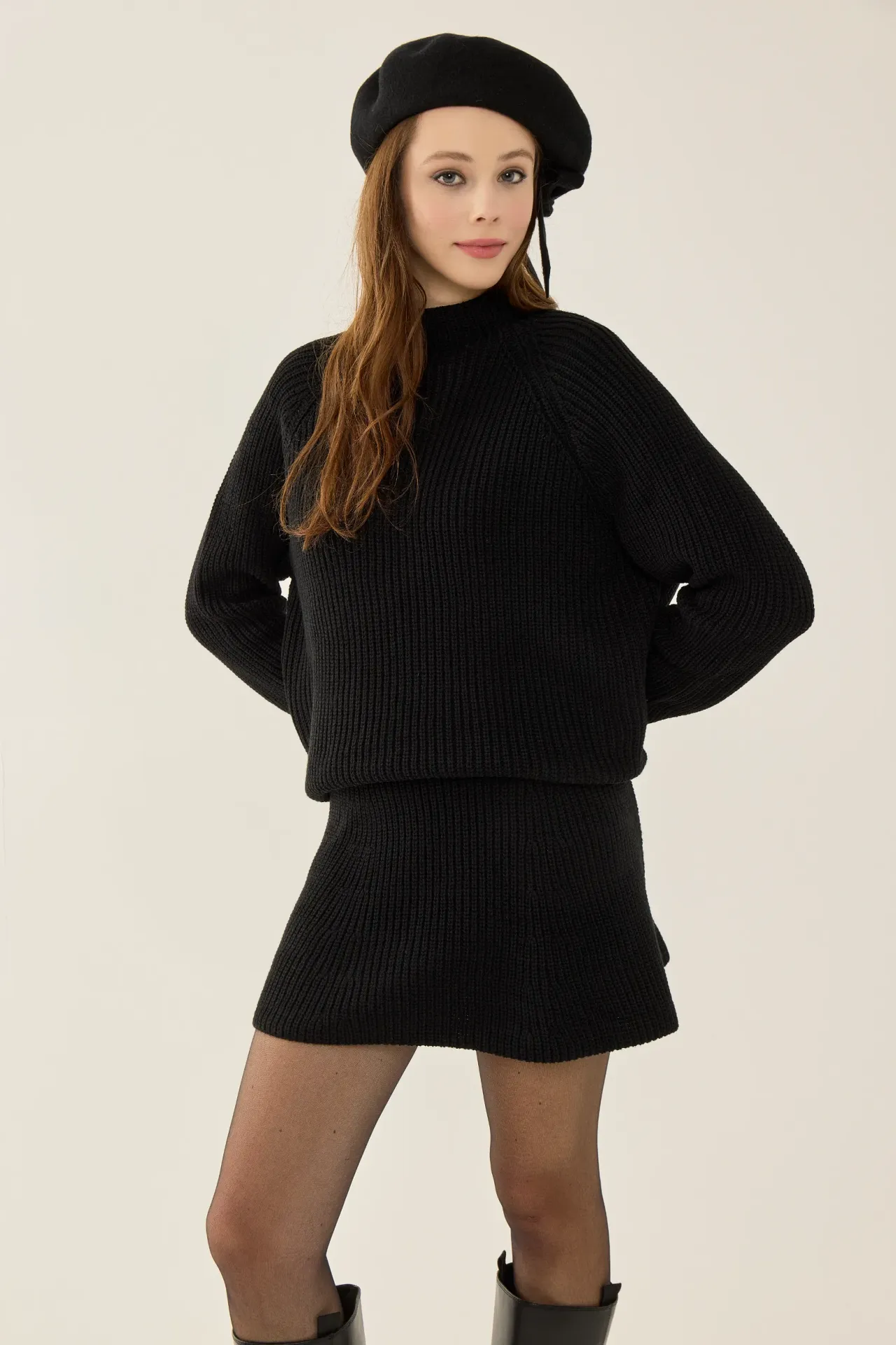 Textured Turtleneck Knit Co-Ord Set