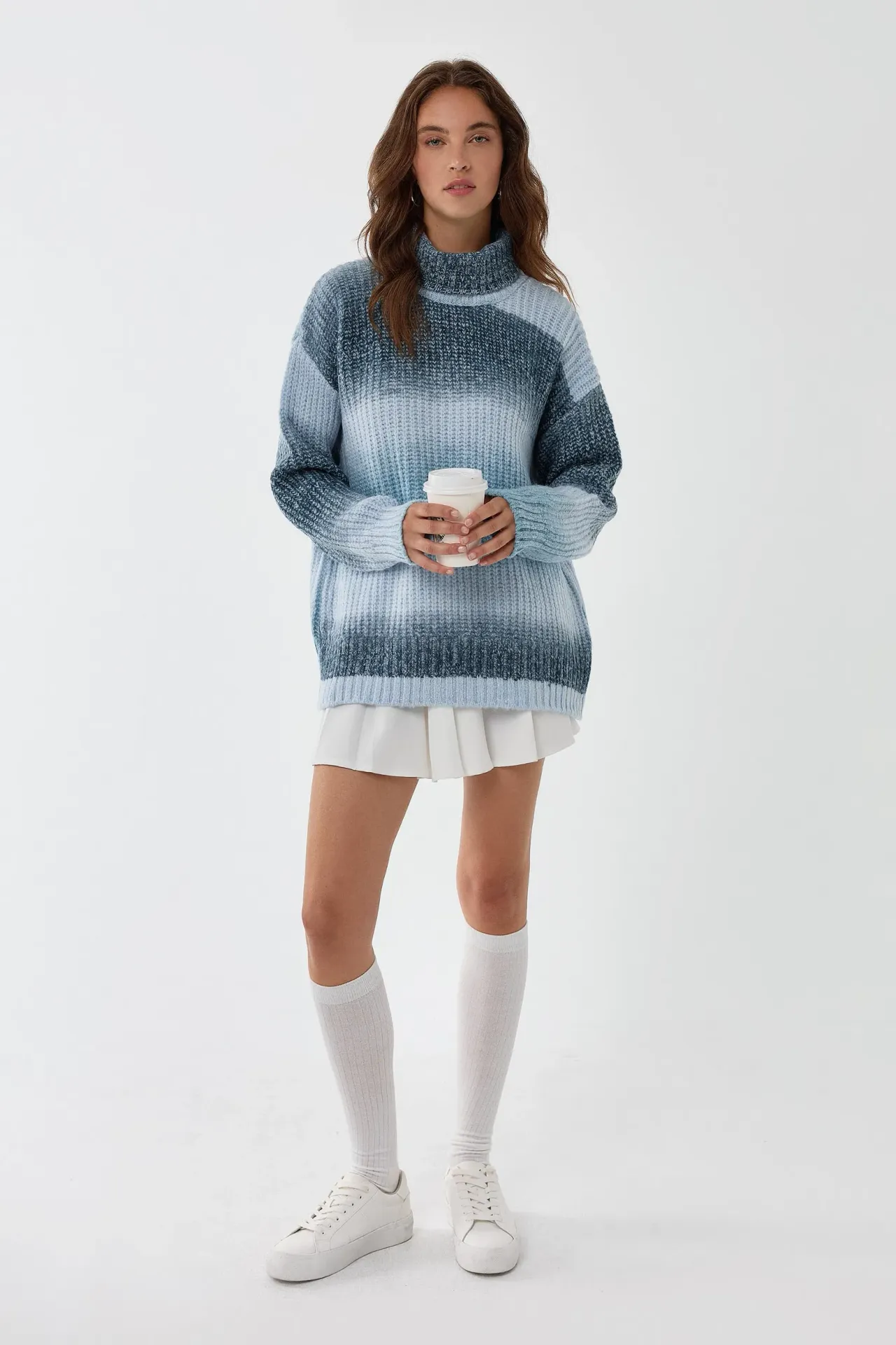 Oversized Gradient Turtleneck Sweater