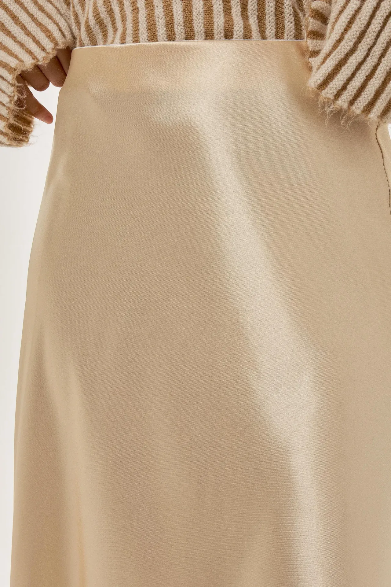 High-Waist Satin Midi Skirt