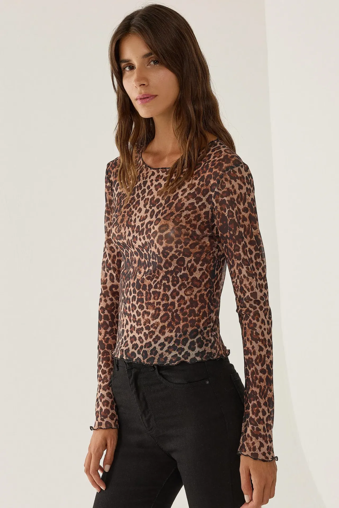 Patterned Crew Neck Top