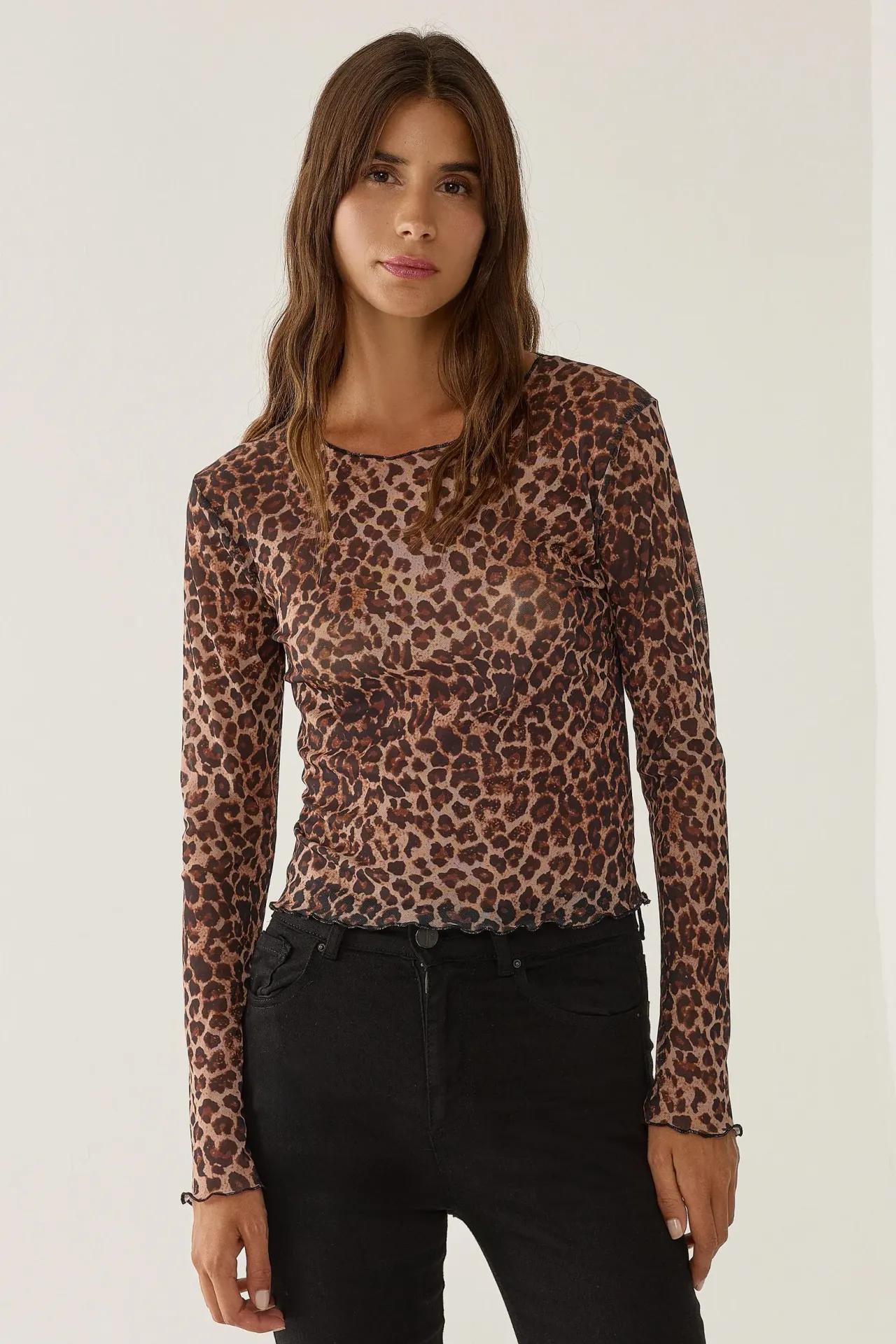 Patterned Crew Neck Top