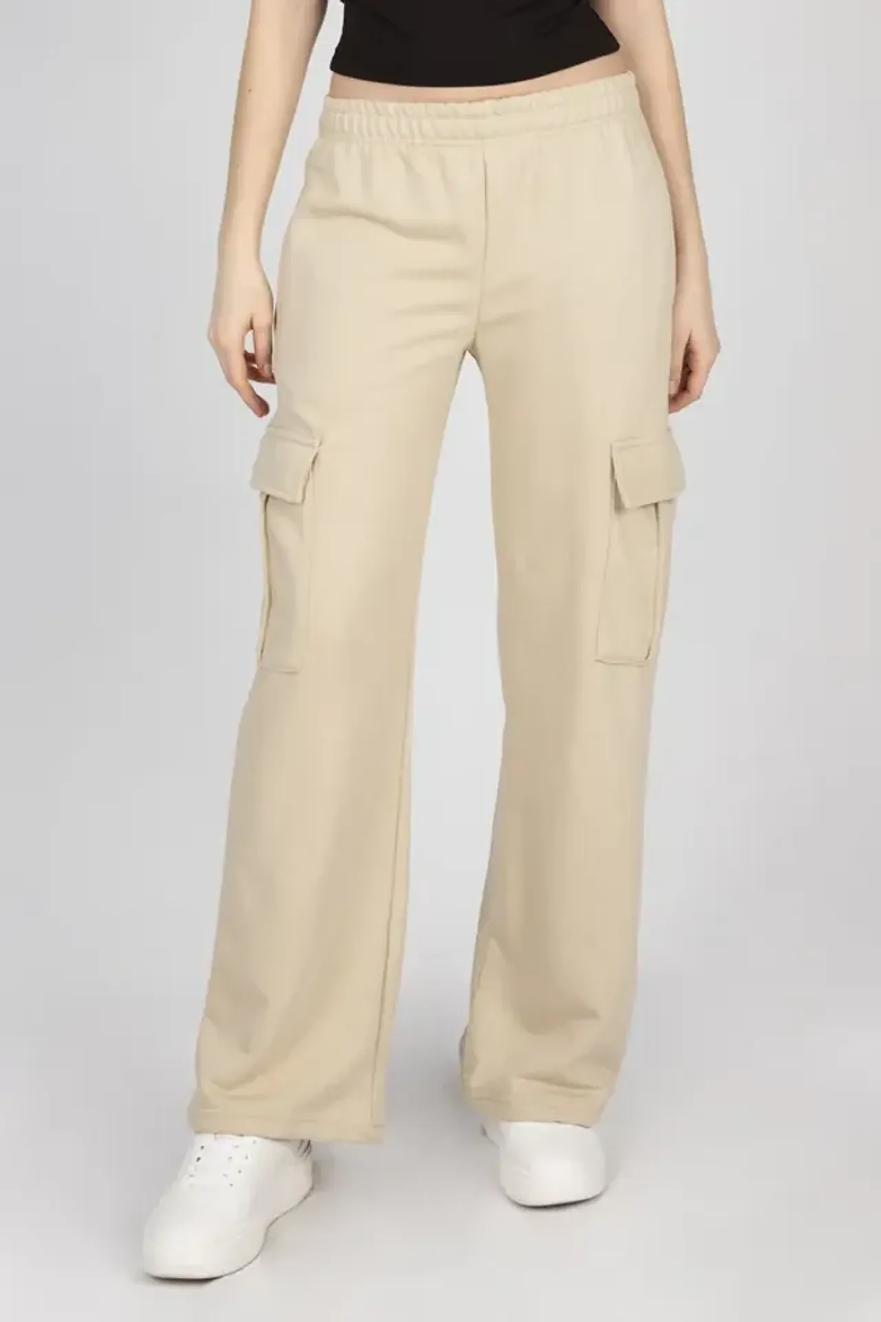 Mid Rise Elastic Waist Cargo Joggers