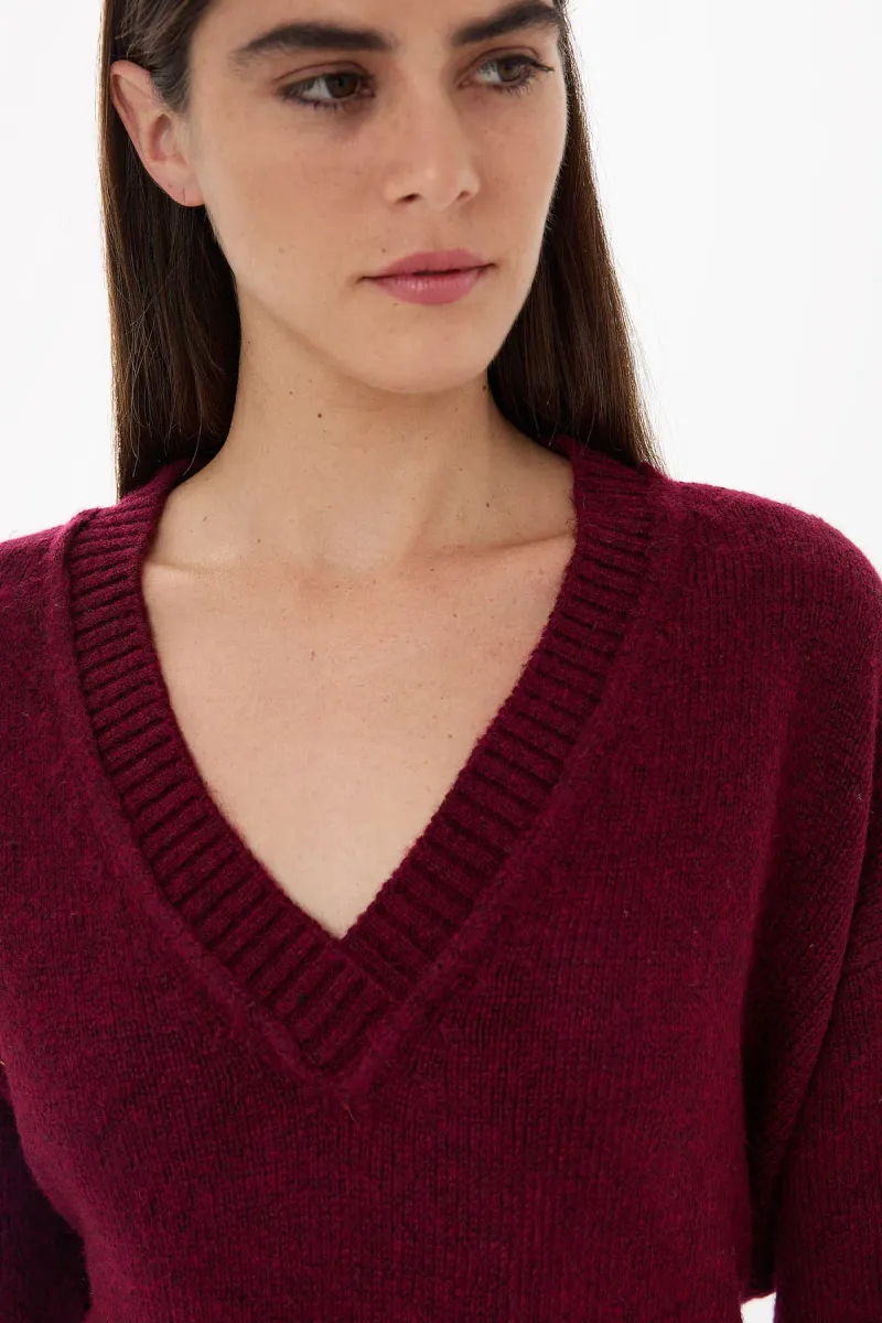 Oversized V-Neck Ribbed Mini Knit Dress 5