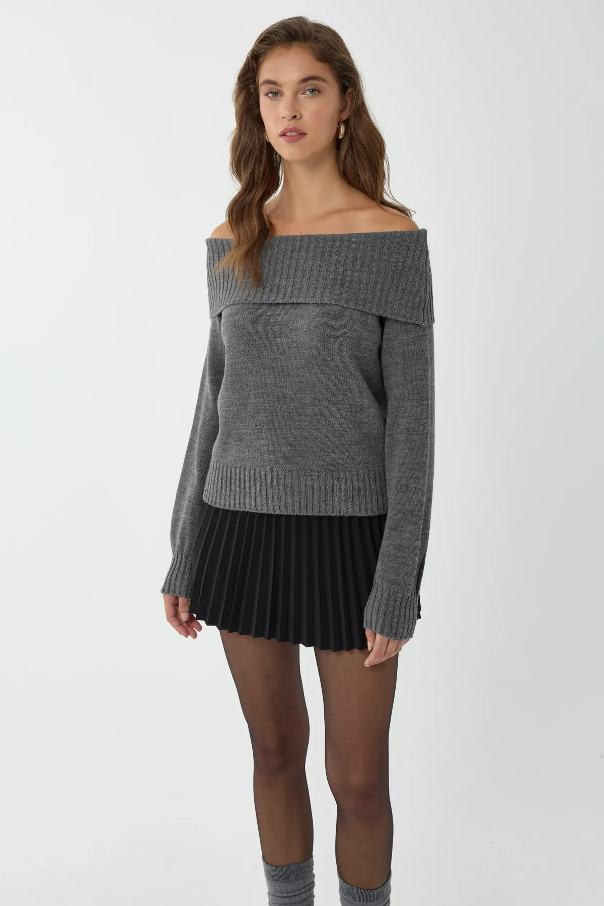 Off Shoulder Knit Sweater 1