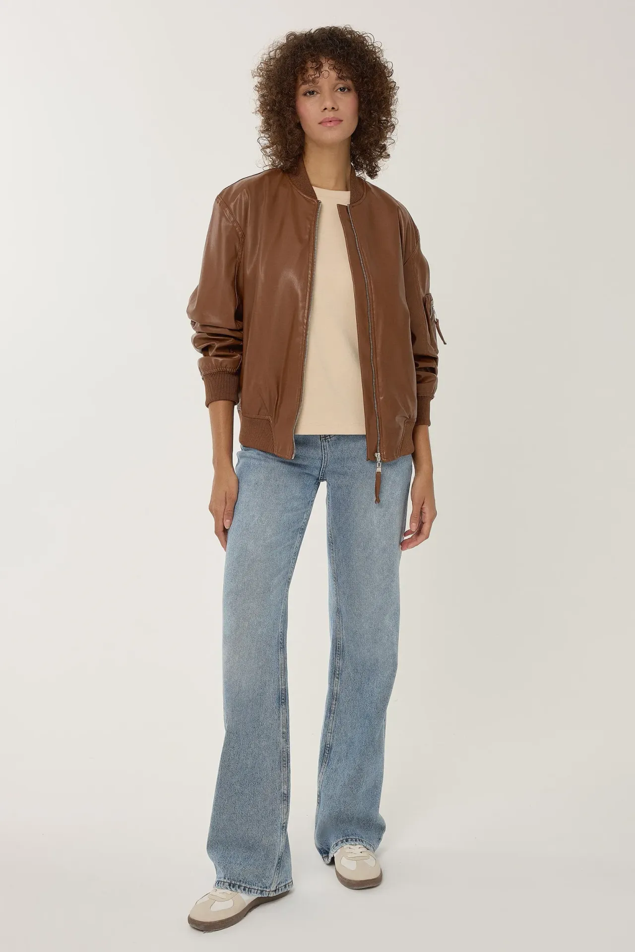 Relaxed Fit Faux Leather Jacket