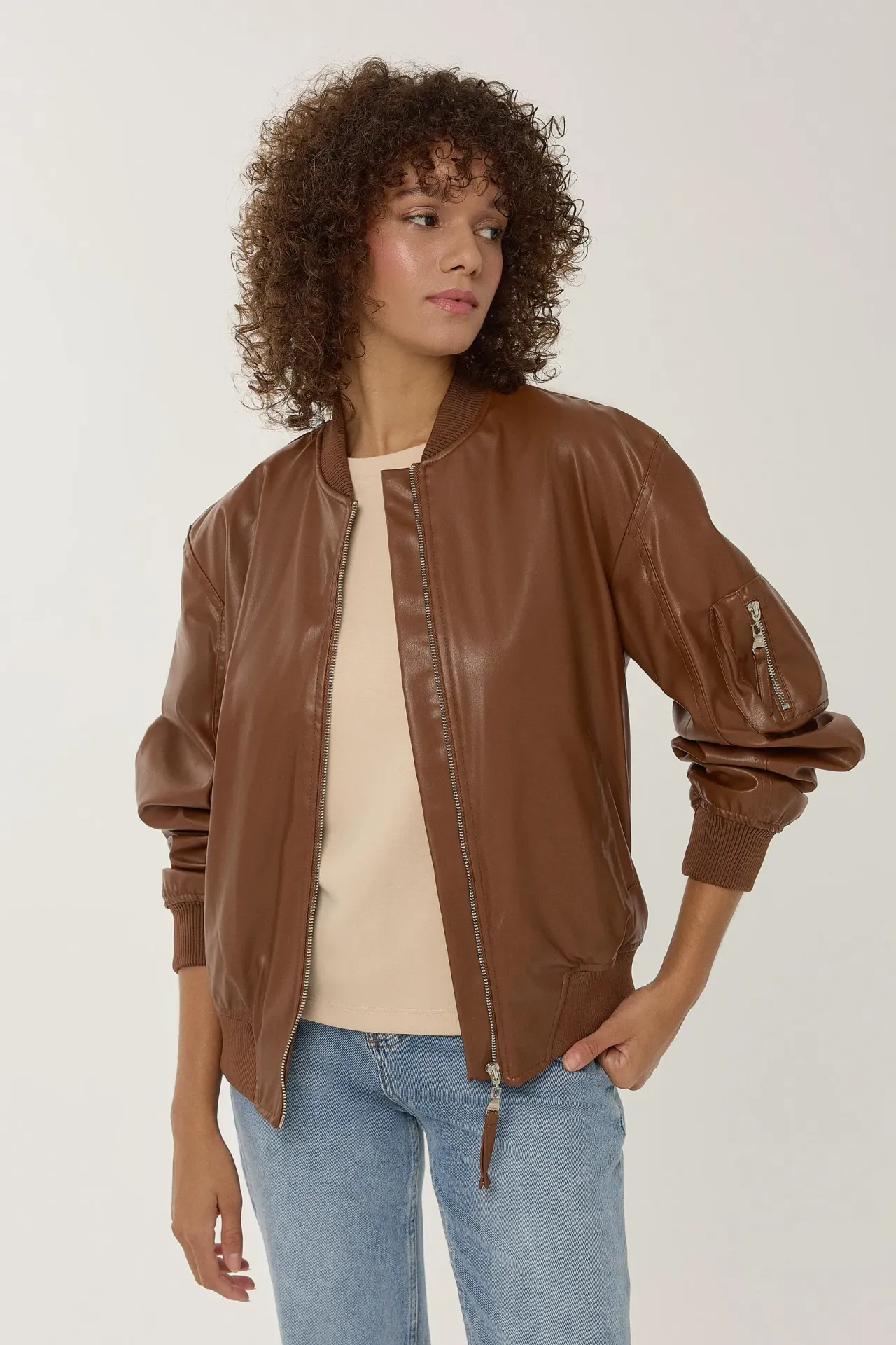 Relaxed Fit Faux Leather Jacket