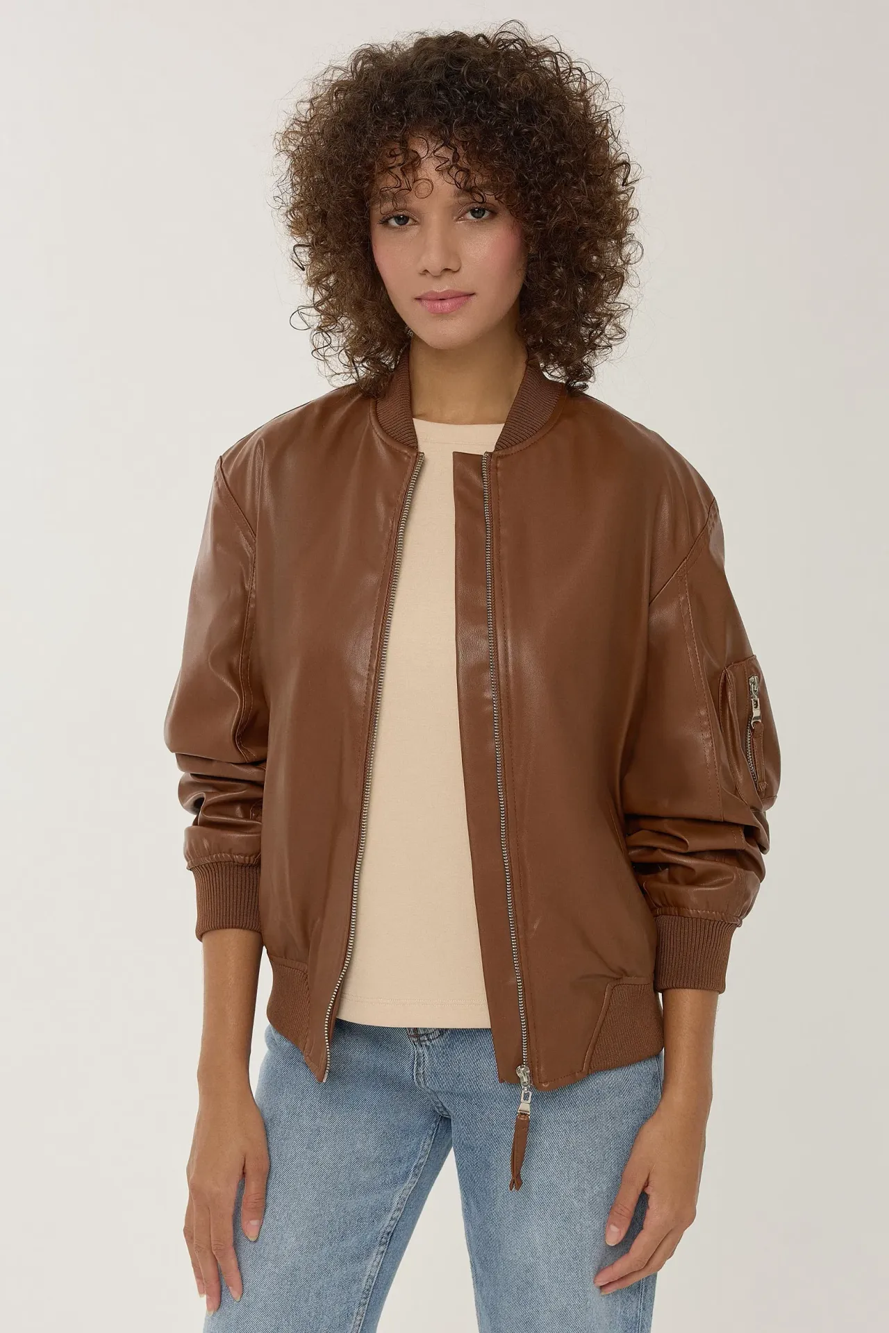 Relaxed Fit Faux Leather Jacket