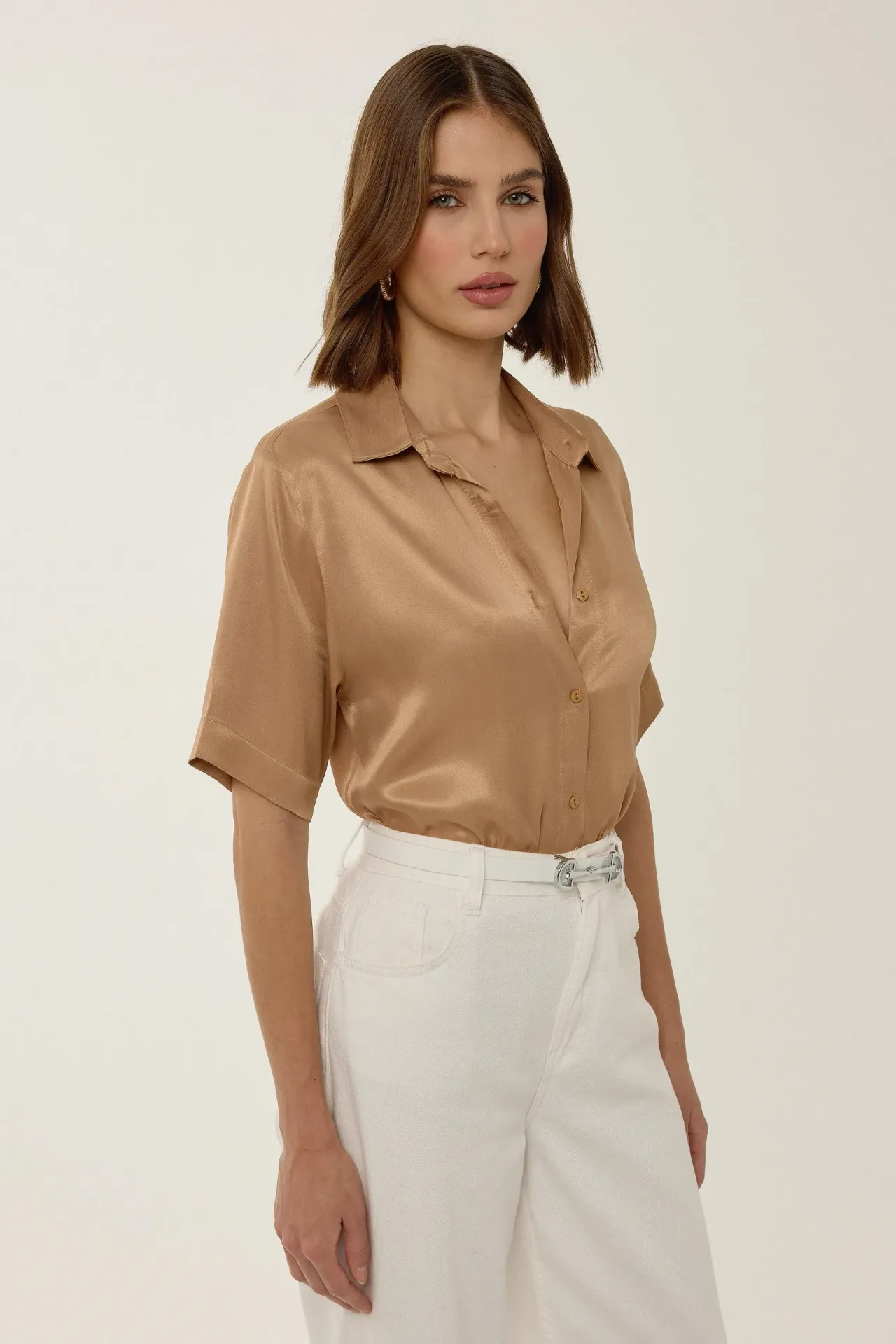 Solid Short Sleeve Basic Shirt