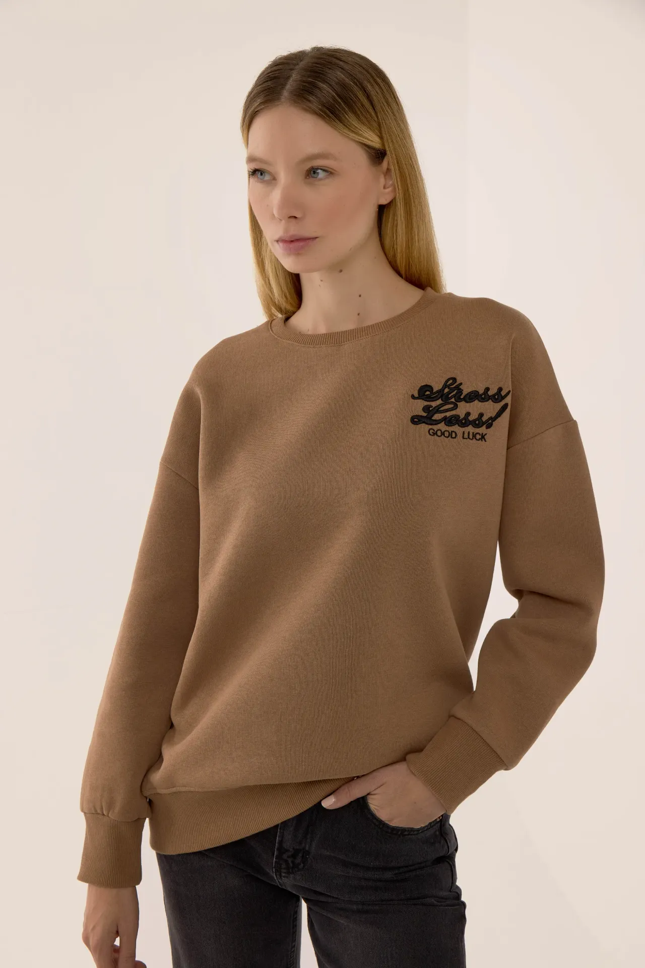 Comfort Fit Slogan Sweatshirt