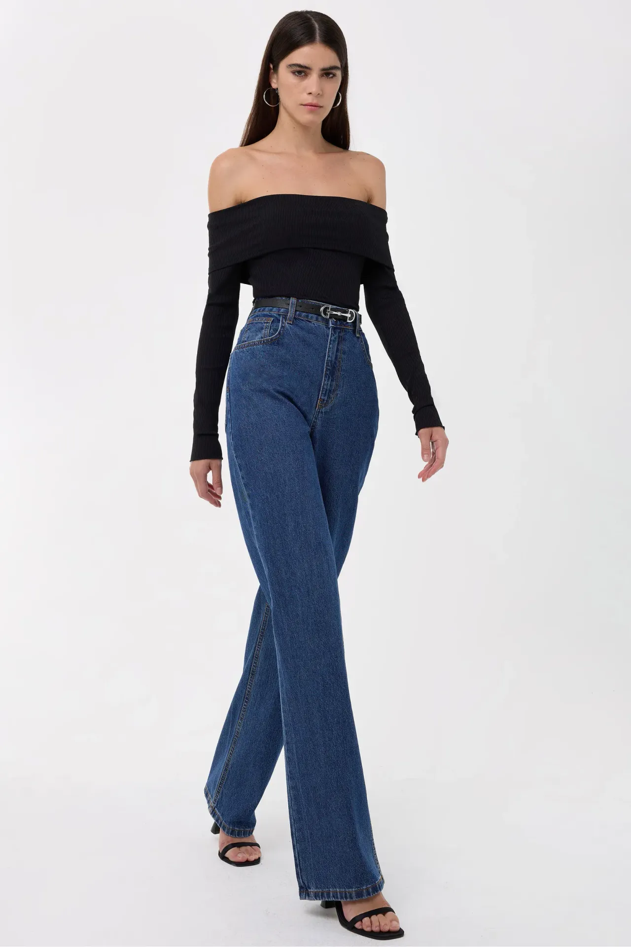 High-Waist Straight-Leg Washed Pants