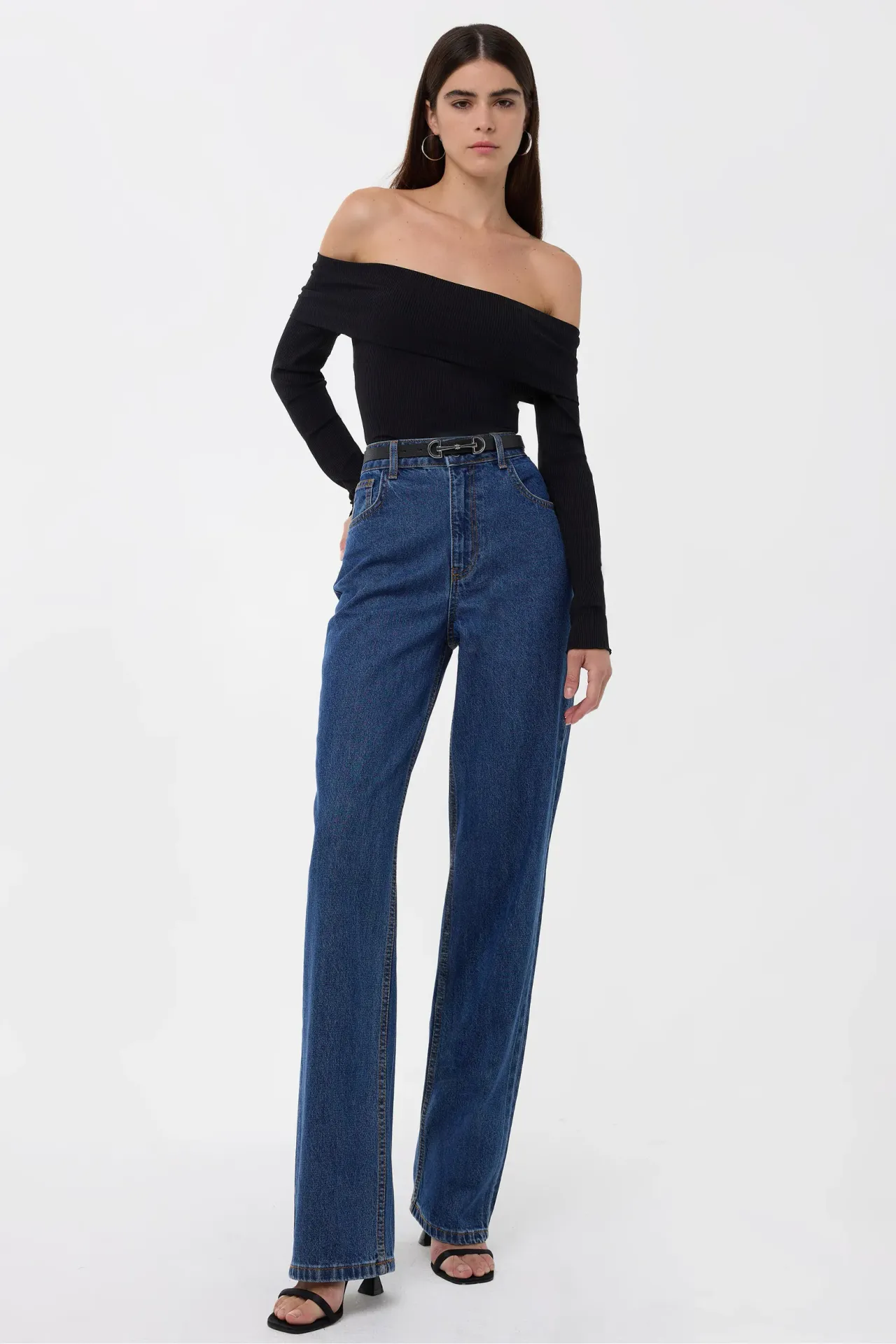 High-Waist Straight-Leg Washed Pants