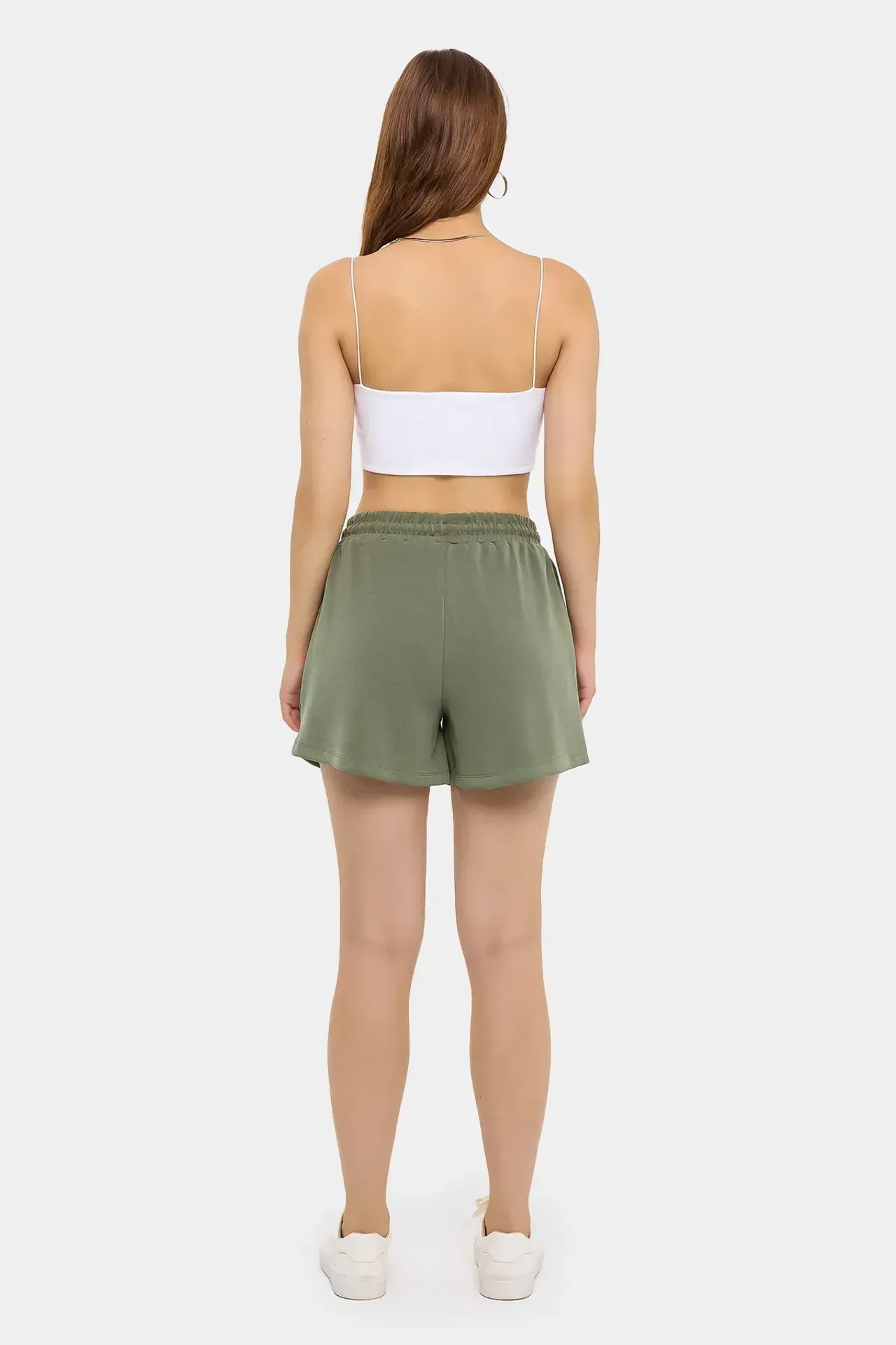 High-Waist Woven Shorts with Drawstring