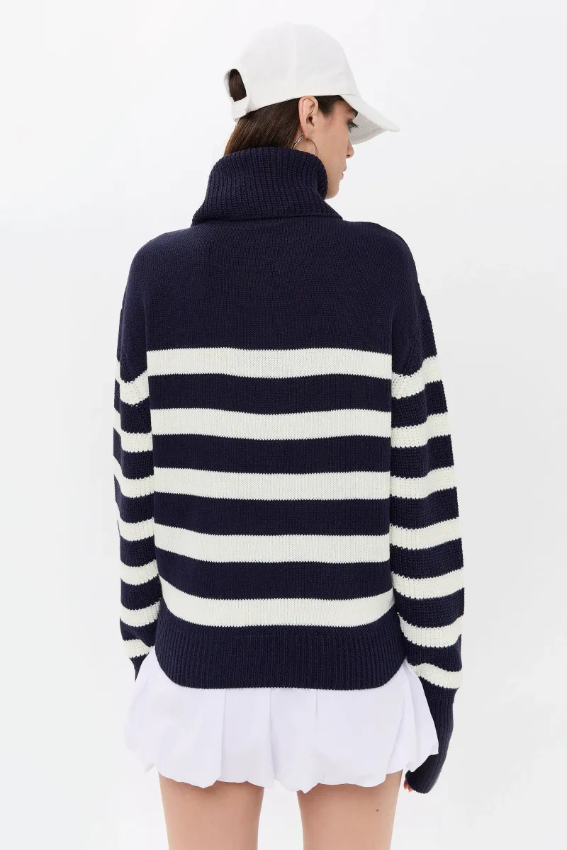 Oversized Striped Zippered Sweater 5