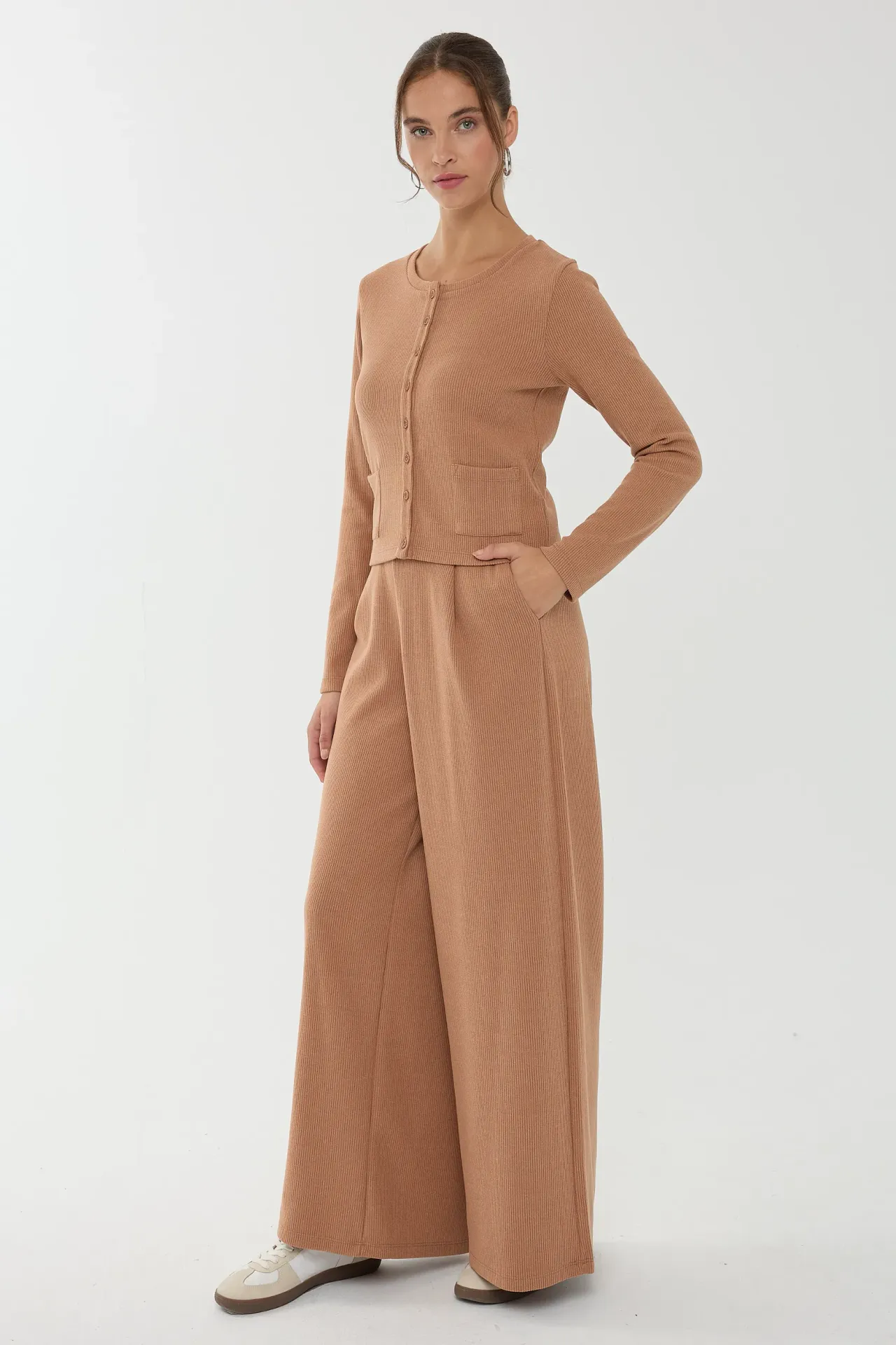 Button-Front Knit Cardigan