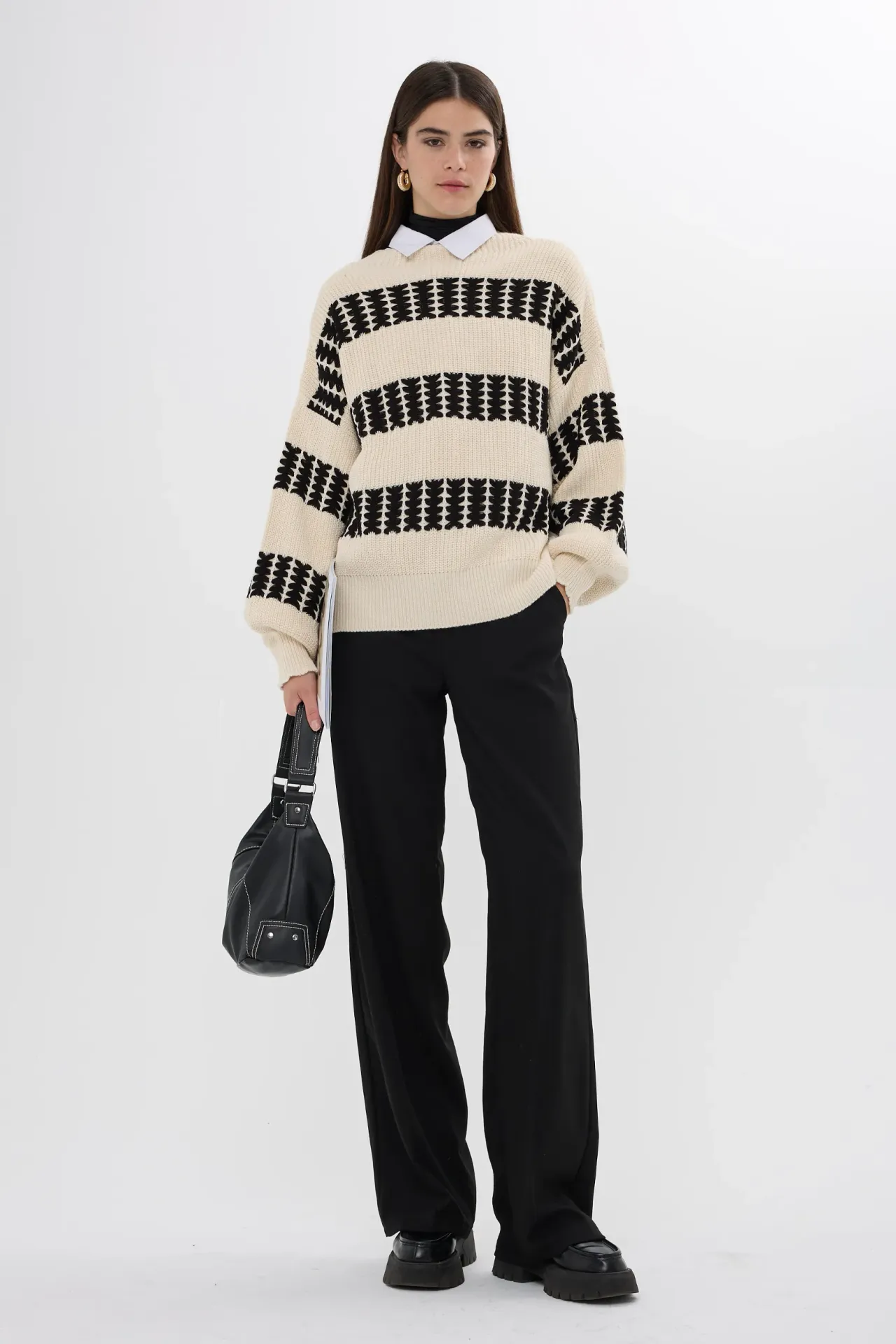 Oversized Striped Knit Sweater