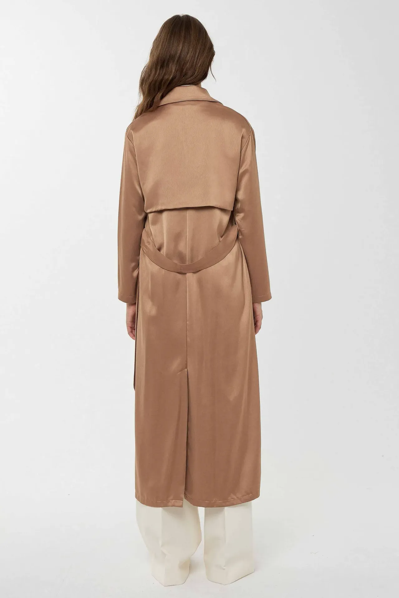 Relaxed Fit Satin Trench Coat