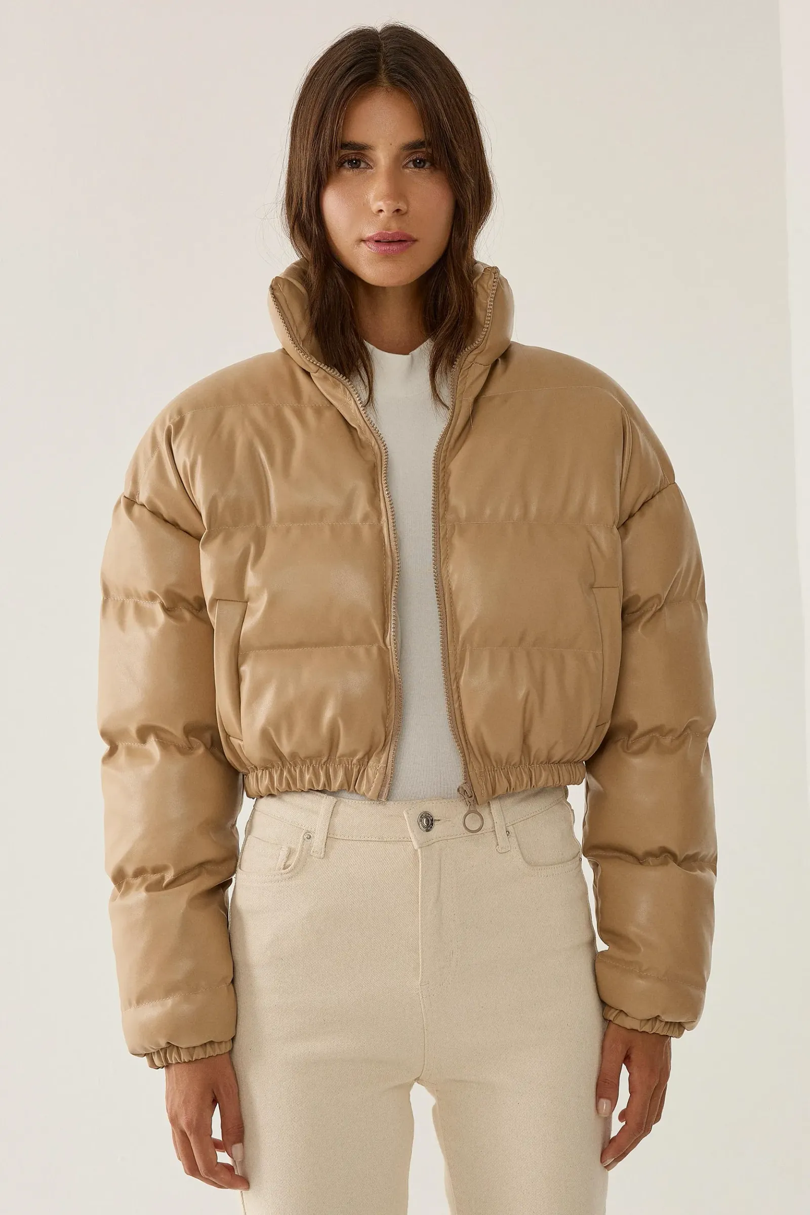 Faux Leather Puff Coat 3